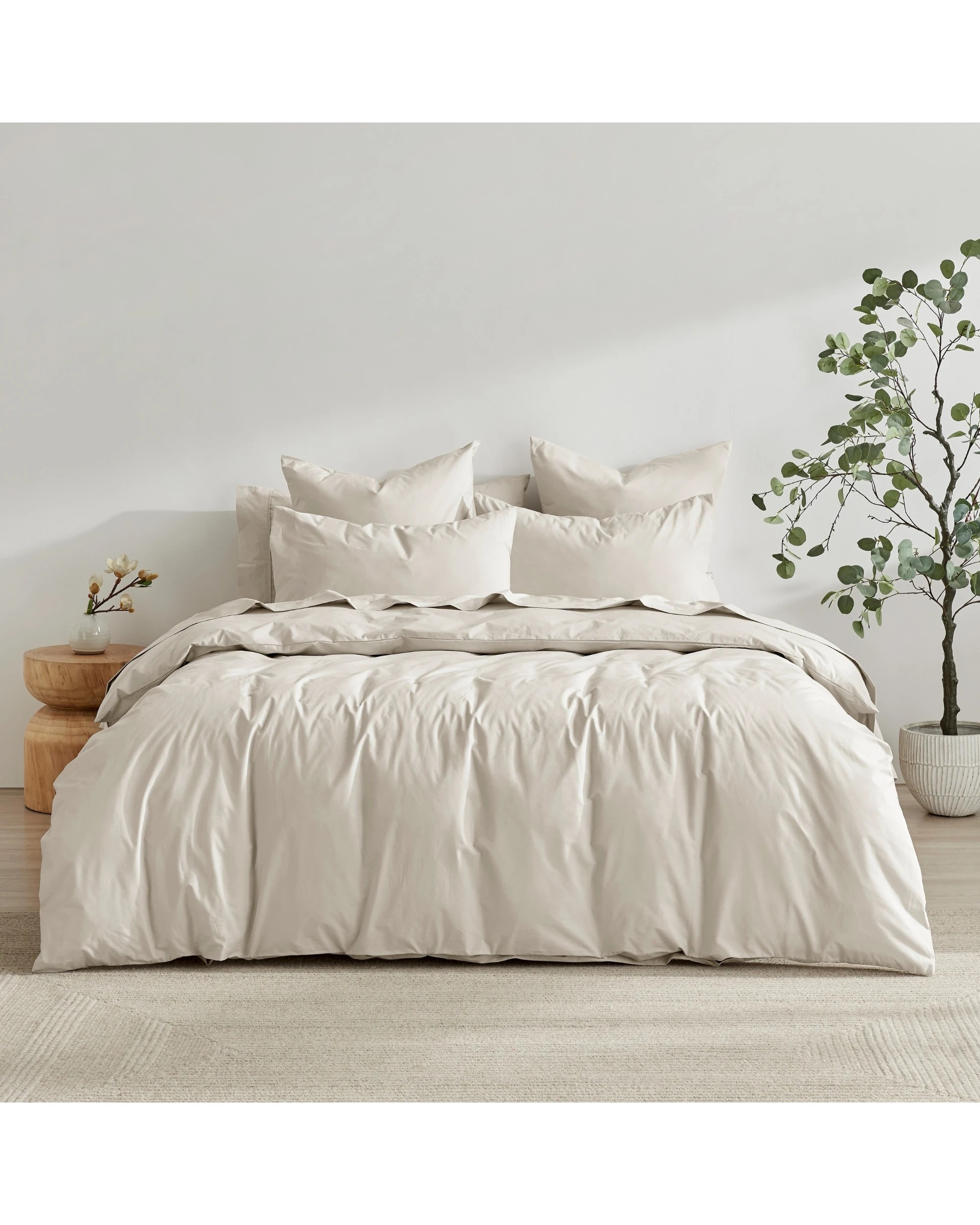 6 Dreamaker 300TC Cotton Percale Quilt Cover Set - Queen Bed - Oat, 6 of 6