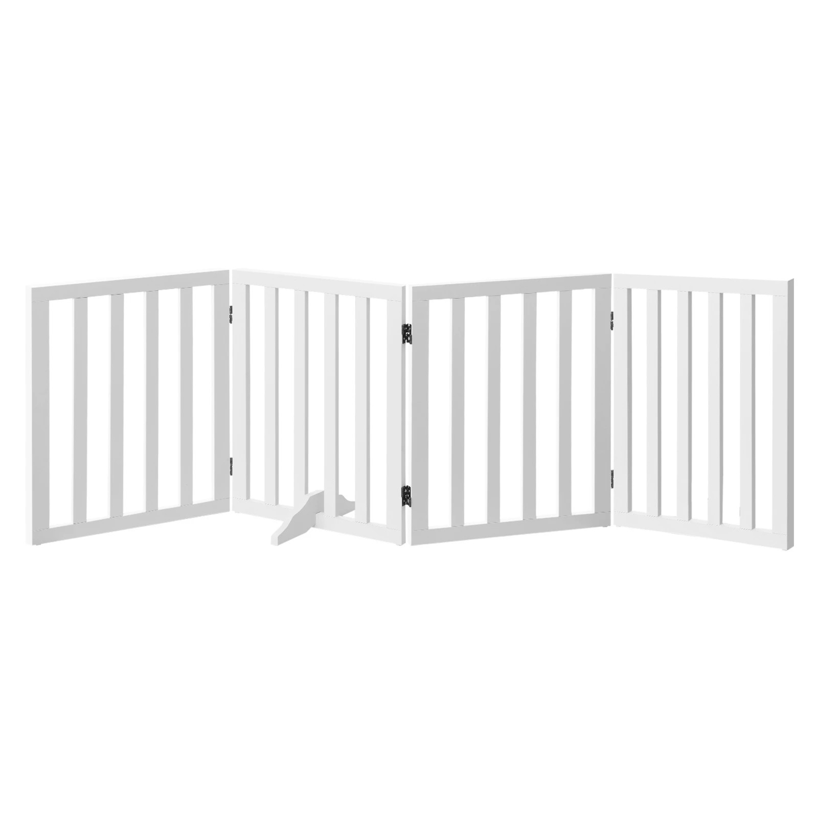 1 Alopet Wooden Pet Gate Dog Fence Safety Stair Barrier Security Door 4 Panels - White, 1 of 10