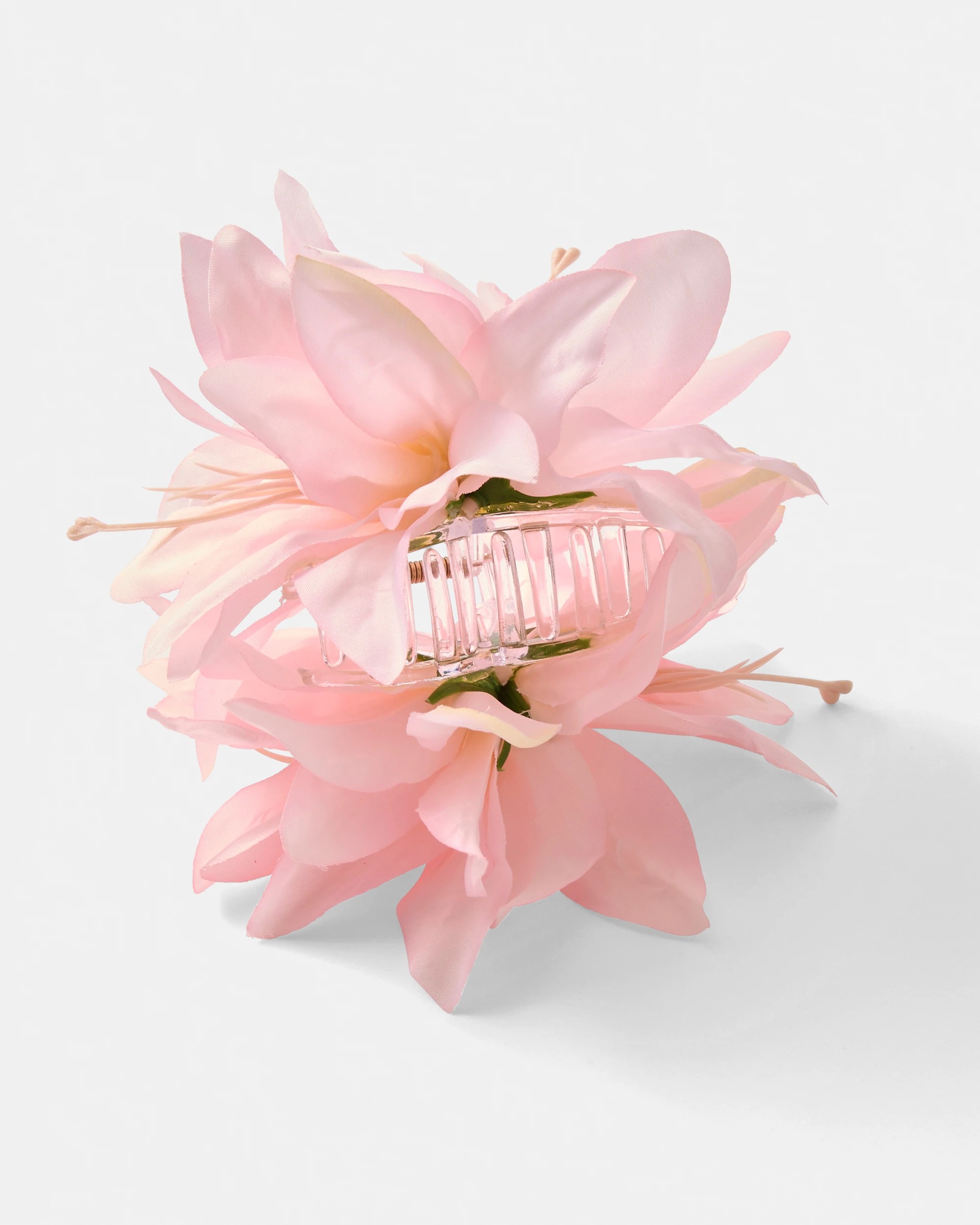 2 Pink Oversize Fabric Flower Claw Hair Clip, 2 of 4