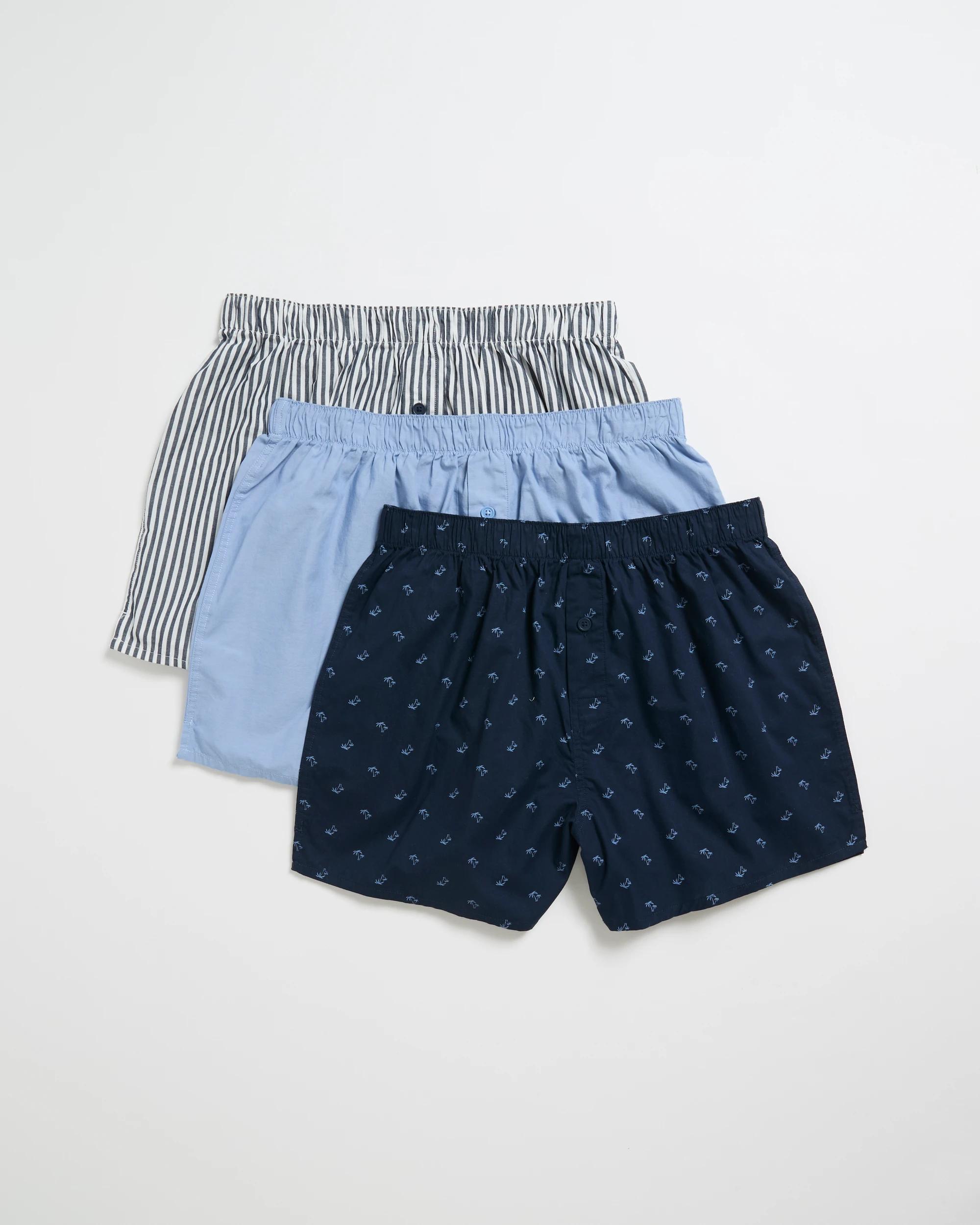 1 Maxx 3 Pack Woven Boxers MULTI DITSY PALM, 1 of 2