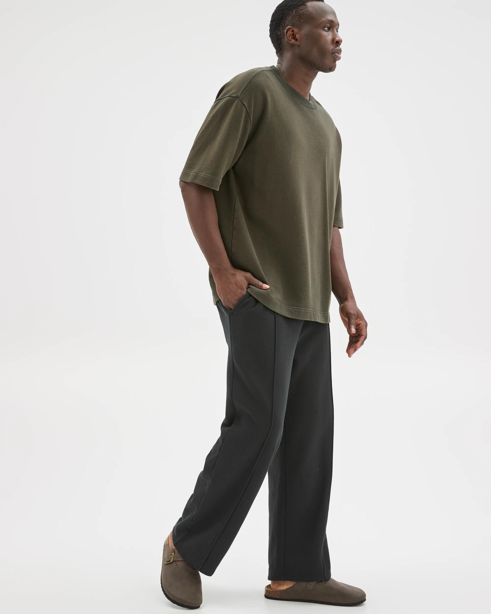 1 Commons Australian Cotton Blend Loose Fit Uncuffed Trackpants WASHED BLACK, 1 of 5