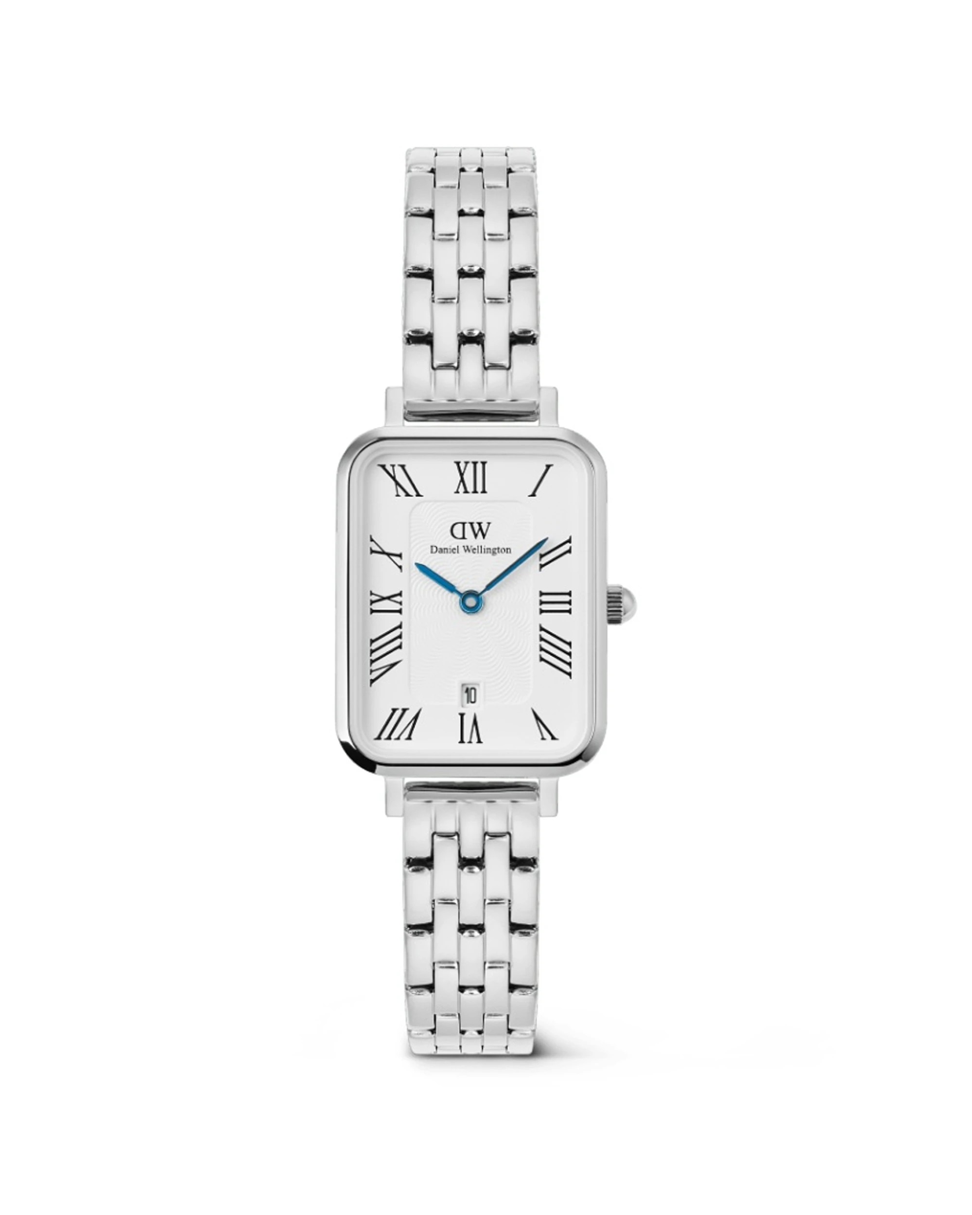 1 Daniel Wellington Quadro Roman Numerals Date 5-Link Silver Watch 20x26mm, 1 of 5