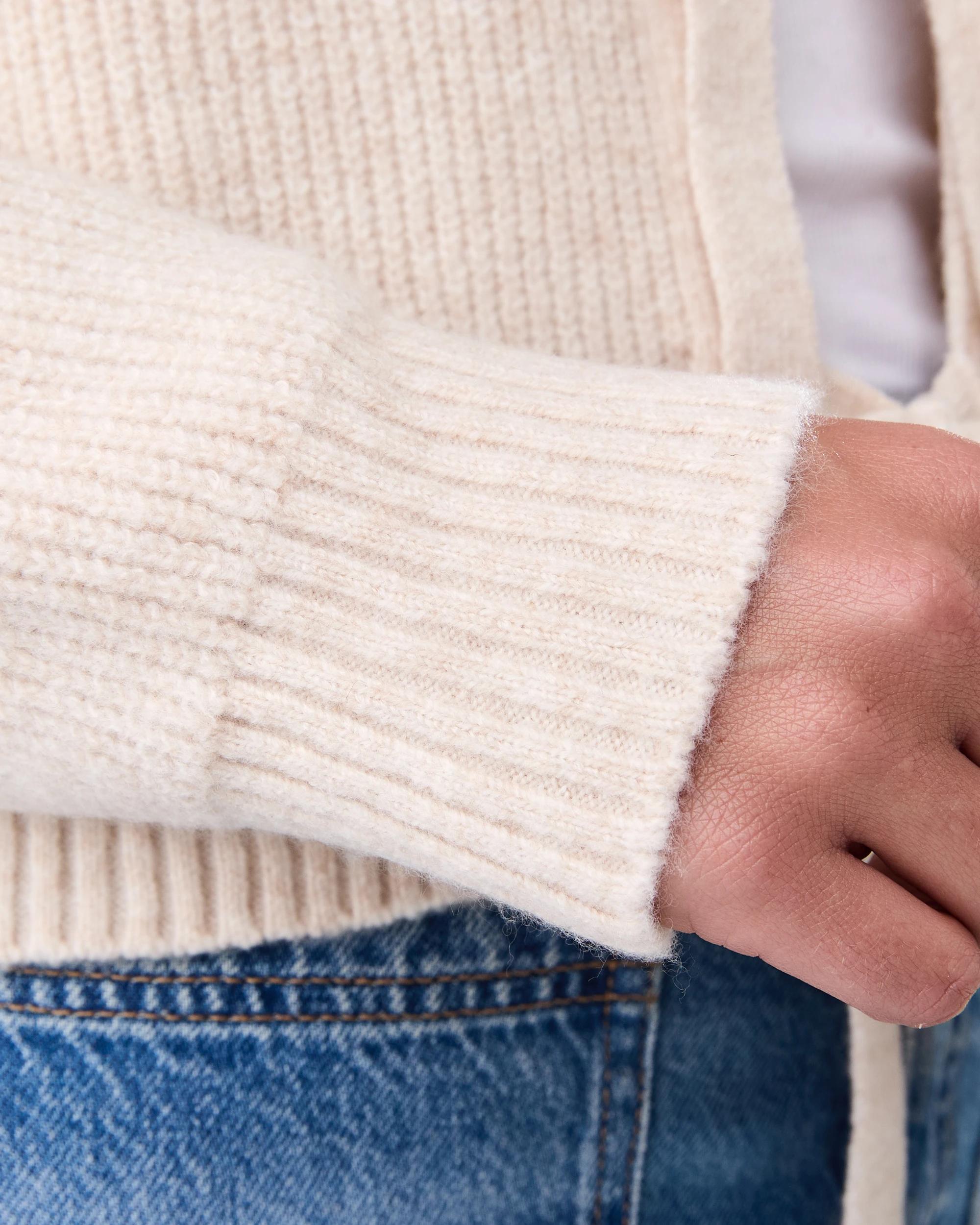 7 Tie Up Ribbed Cardigan Bge Otml, 7 of 8