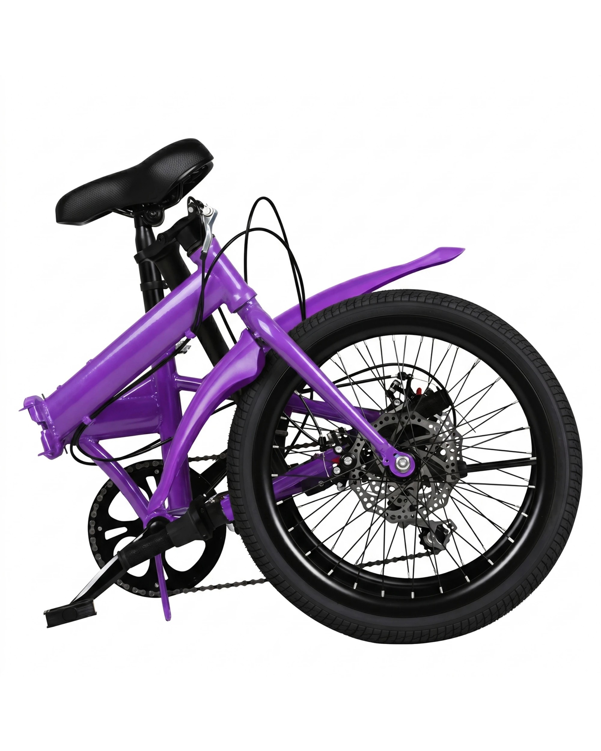 6 Advwin 20" Folding Bicycle with Shimano 6-Speed Front & Rear Reflectors   for Adults - Purple, 6 of 7