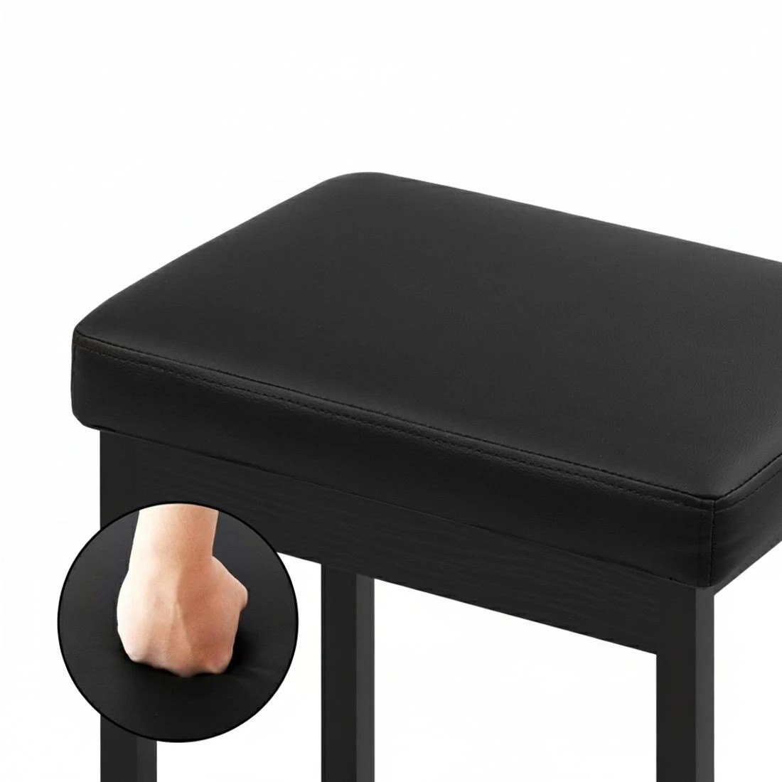 3 2x Artiss Metal Bar Stools PU Seat Dining Counter Chairs - Black, 3 of 5