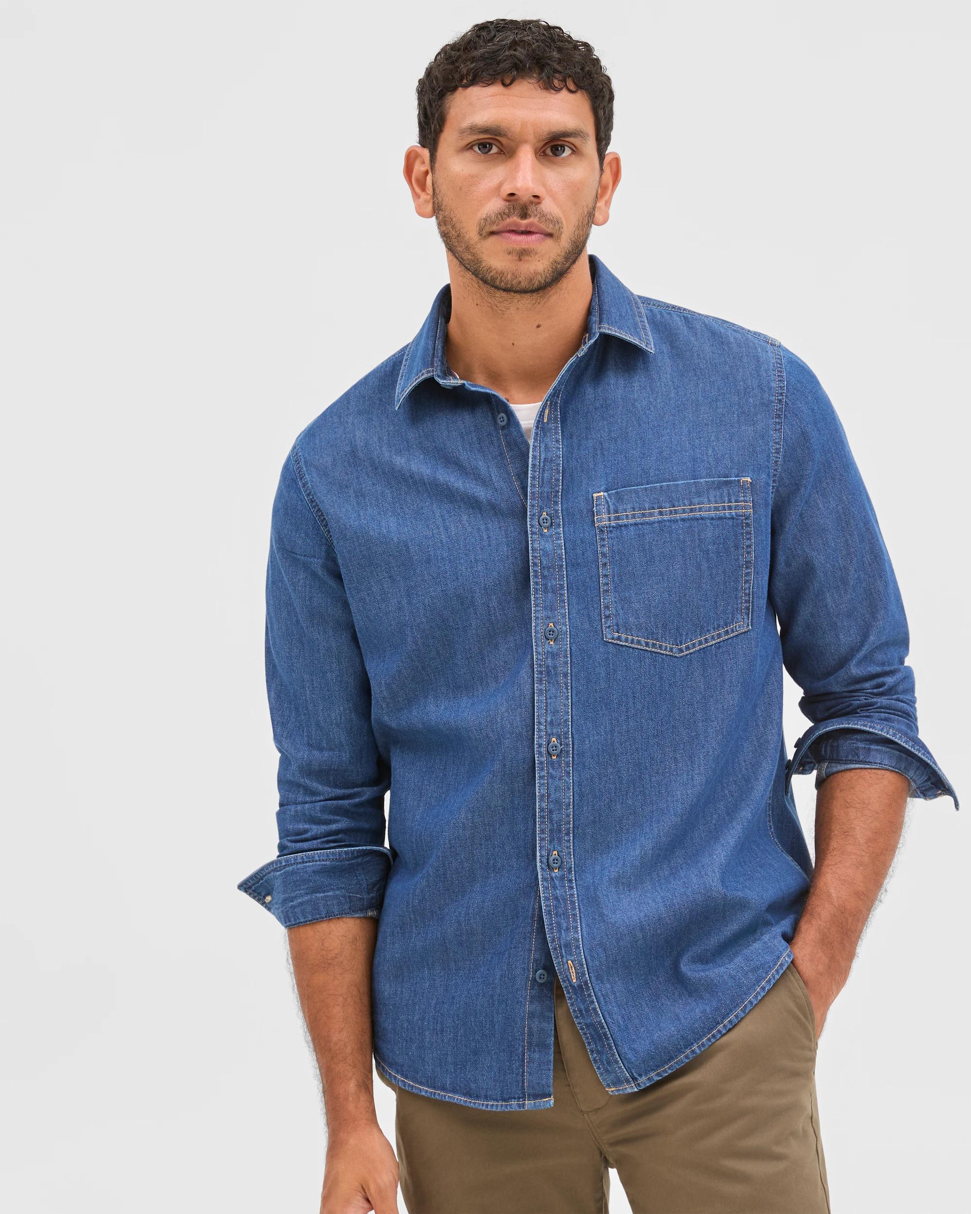 2 Target Denim Australian Cotton Denim Shirt WASHED INDIGO, 2 of 7