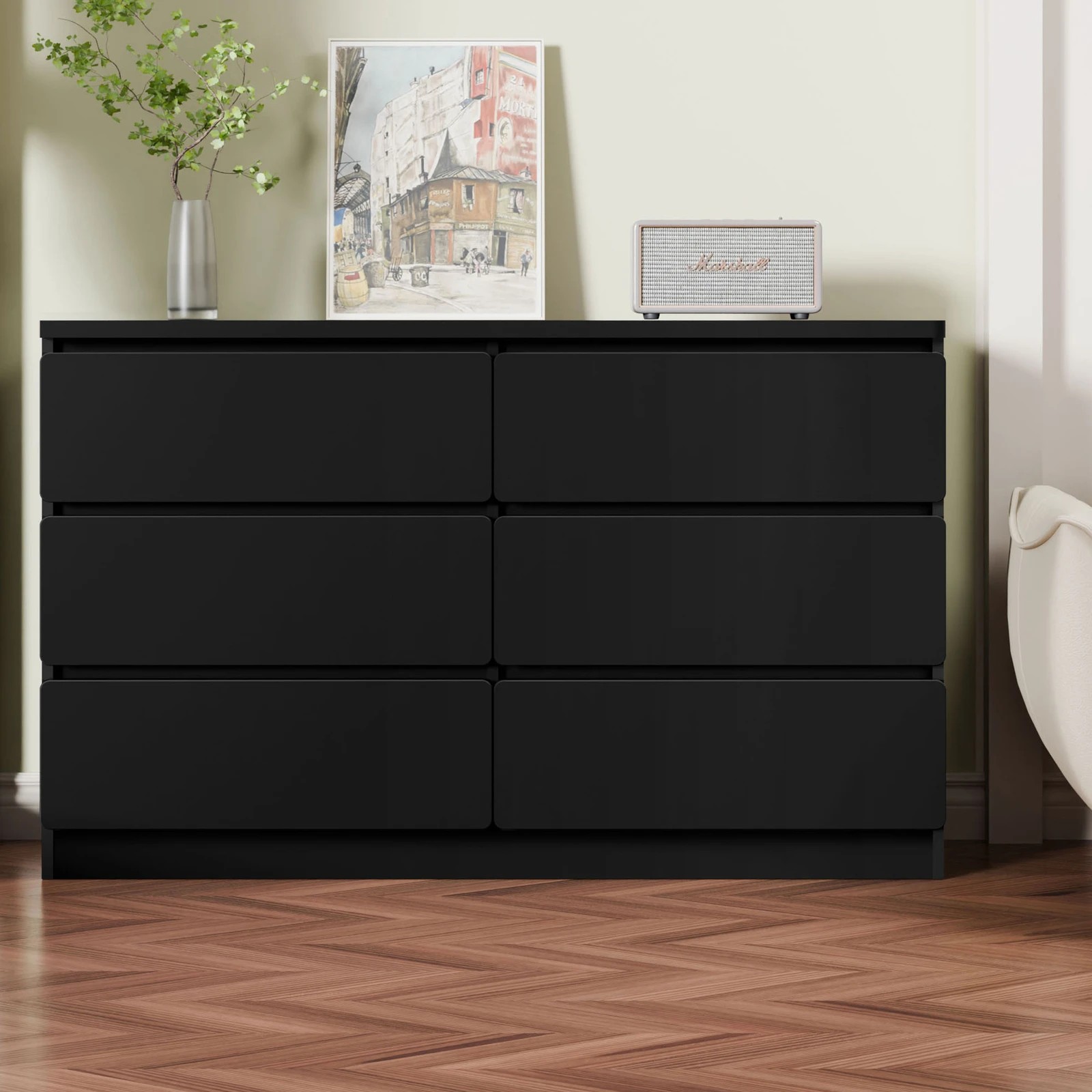 9 Alfordson 6 Chest of Drawers Minimalist Storage Cabinet Dresser - Black, 9 of 10