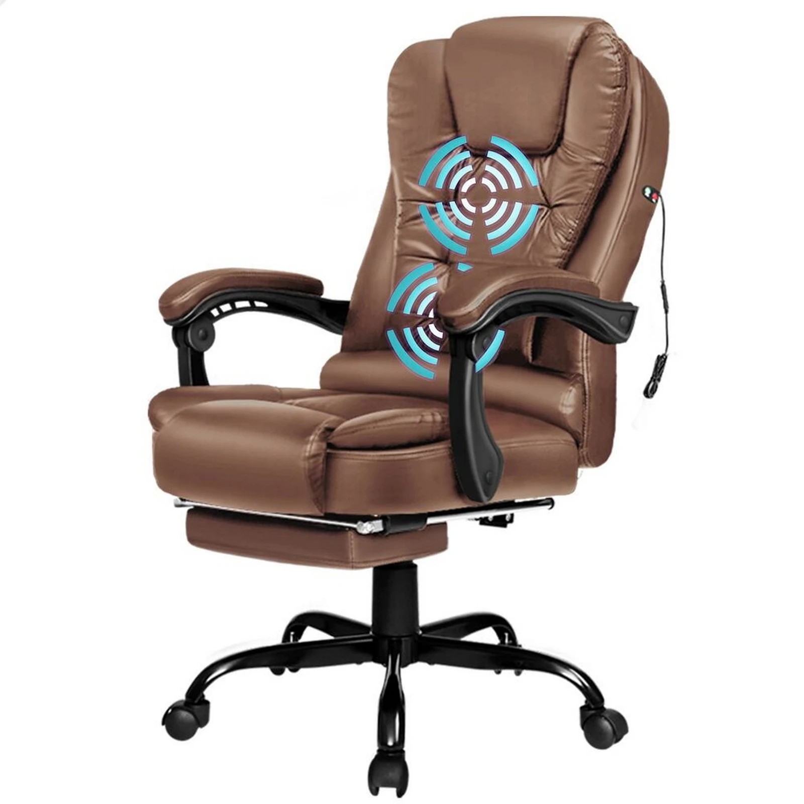 1 Alfordson Massage Office Chair Executive Gaming PU Leather Work Seat Racing - Brown, 1 of 10