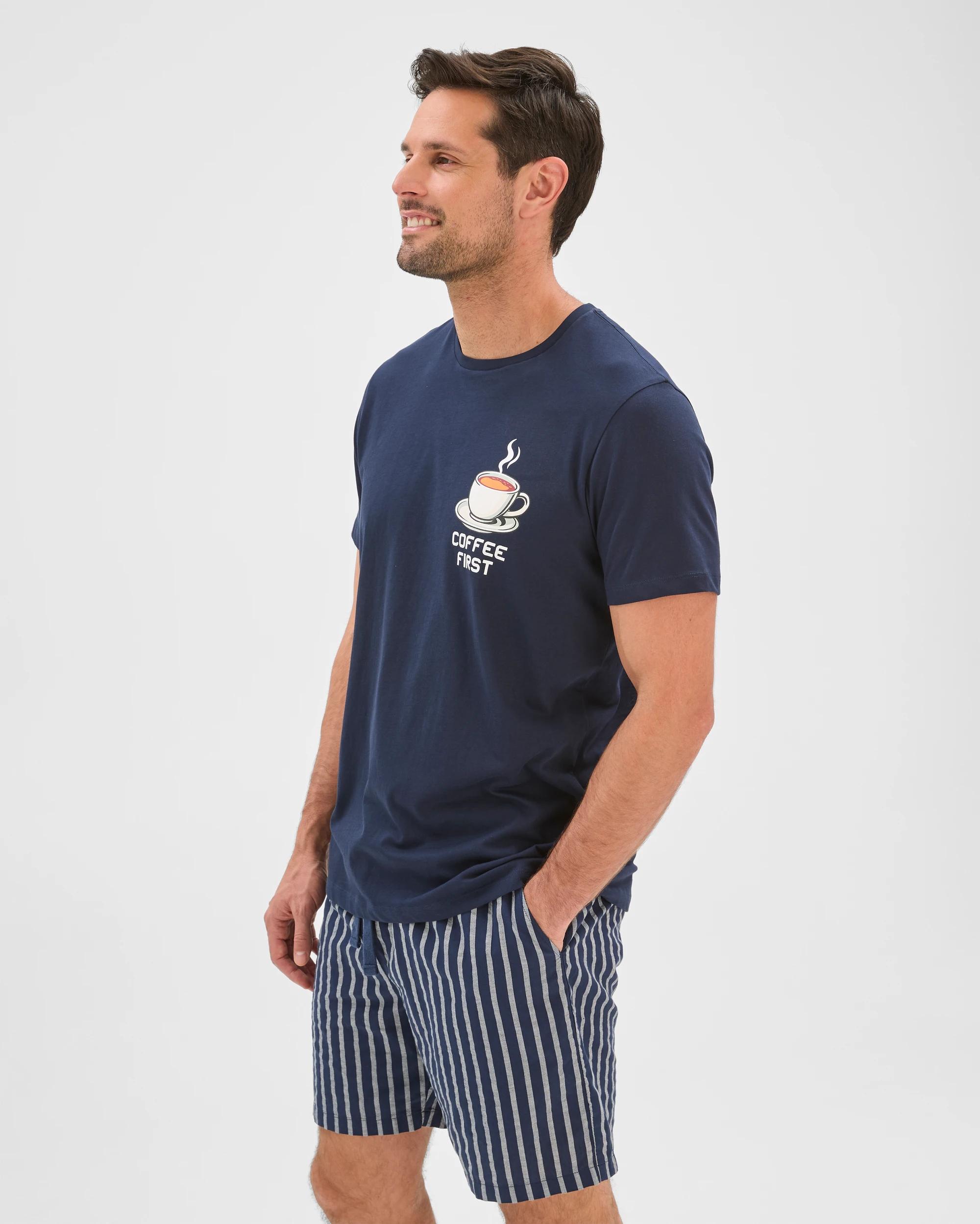 5 Target Man T-Shirt and Shorts Pyjama Set COFFEE NAVY, 5 of 7