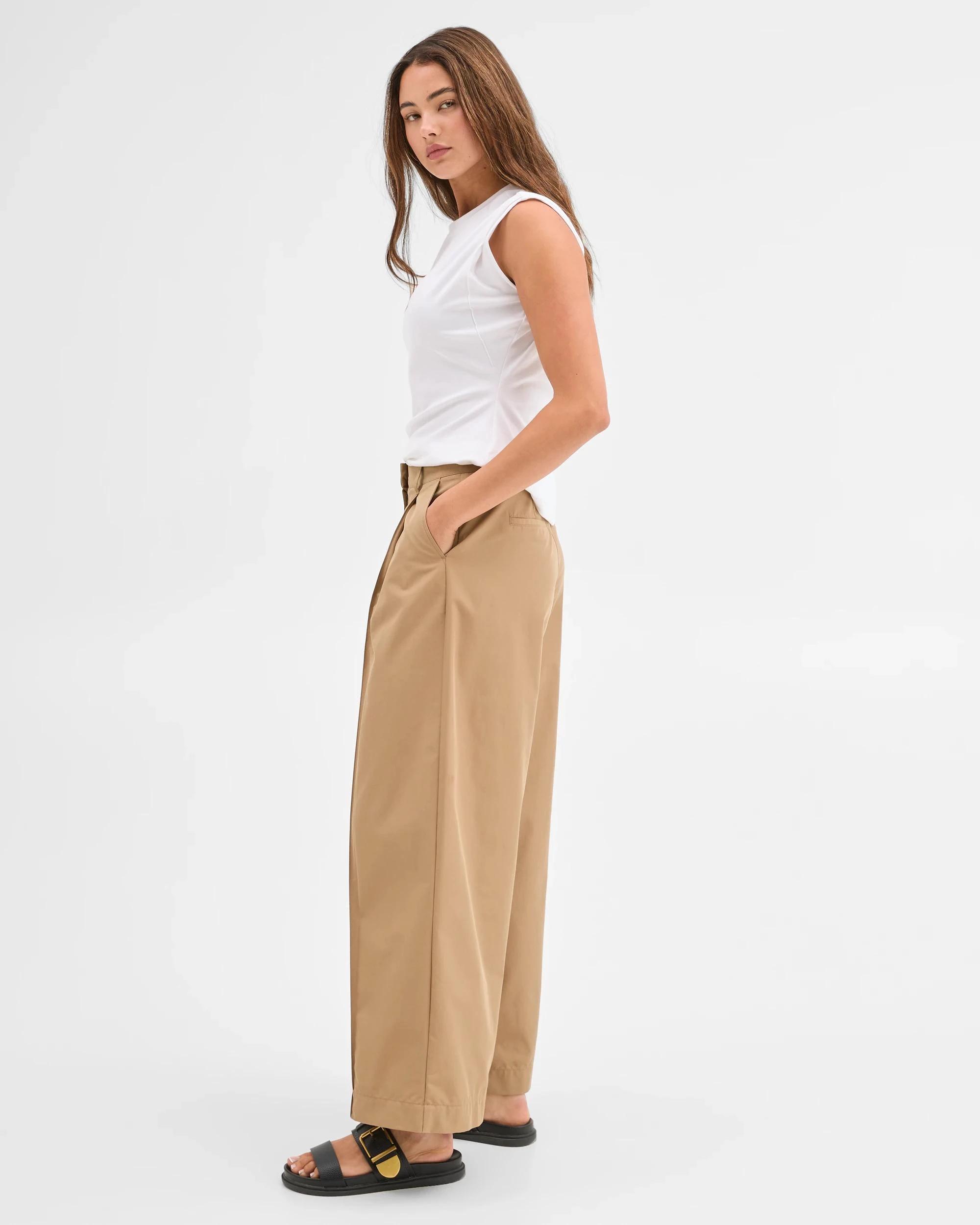 5 Lily Loves Australian Cotton Blend Pleated Wide Leg Pants ASH BROWN, 5 of 7