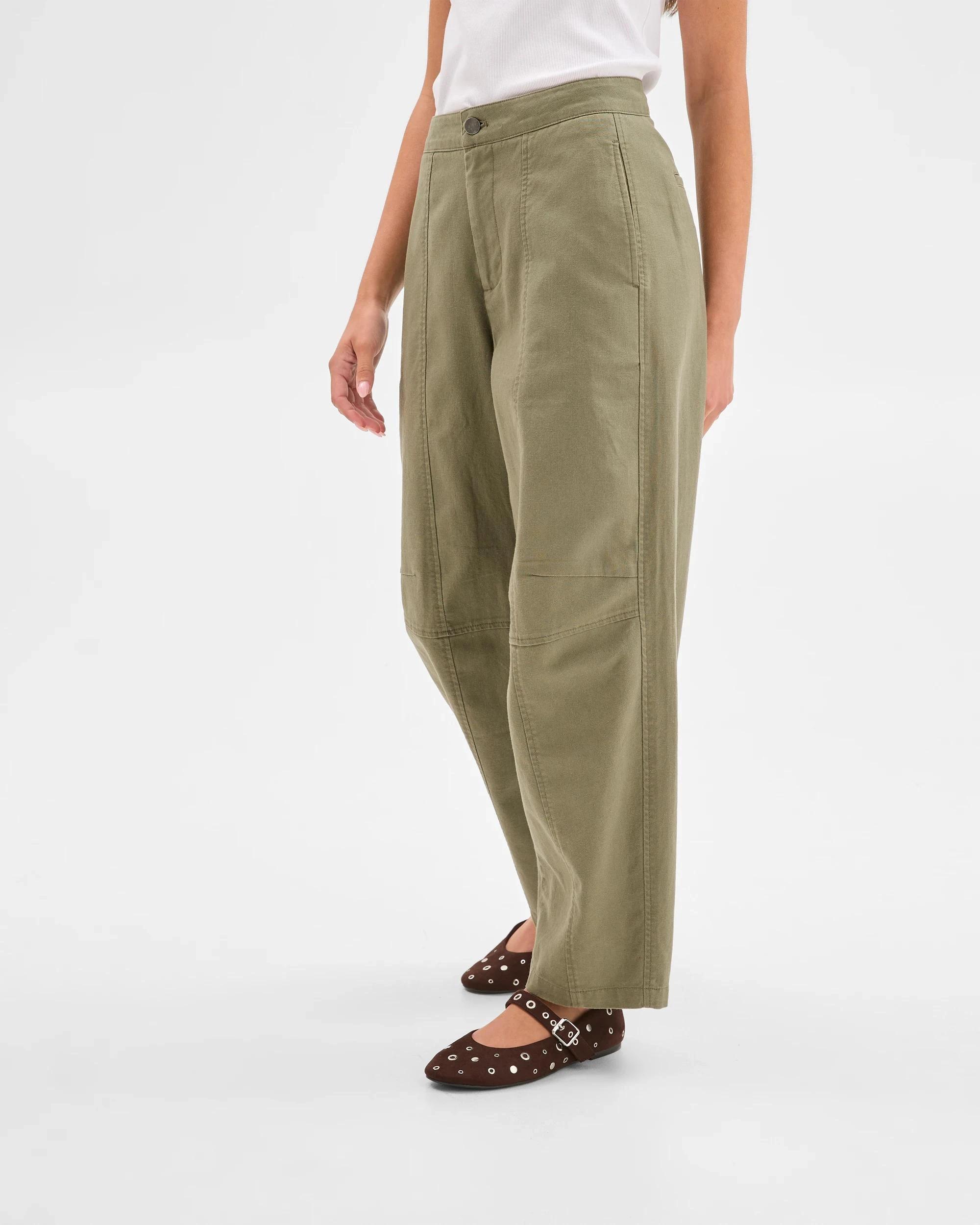 6 Target Petites Petites Australian Cotton Blend Soft Barrel Leg Pants DUSTY OLIVE, 6 of 6