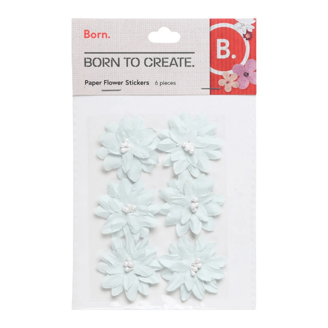 1 Born Paper Flower Stickers Blue 6 Pack, 1 of 2