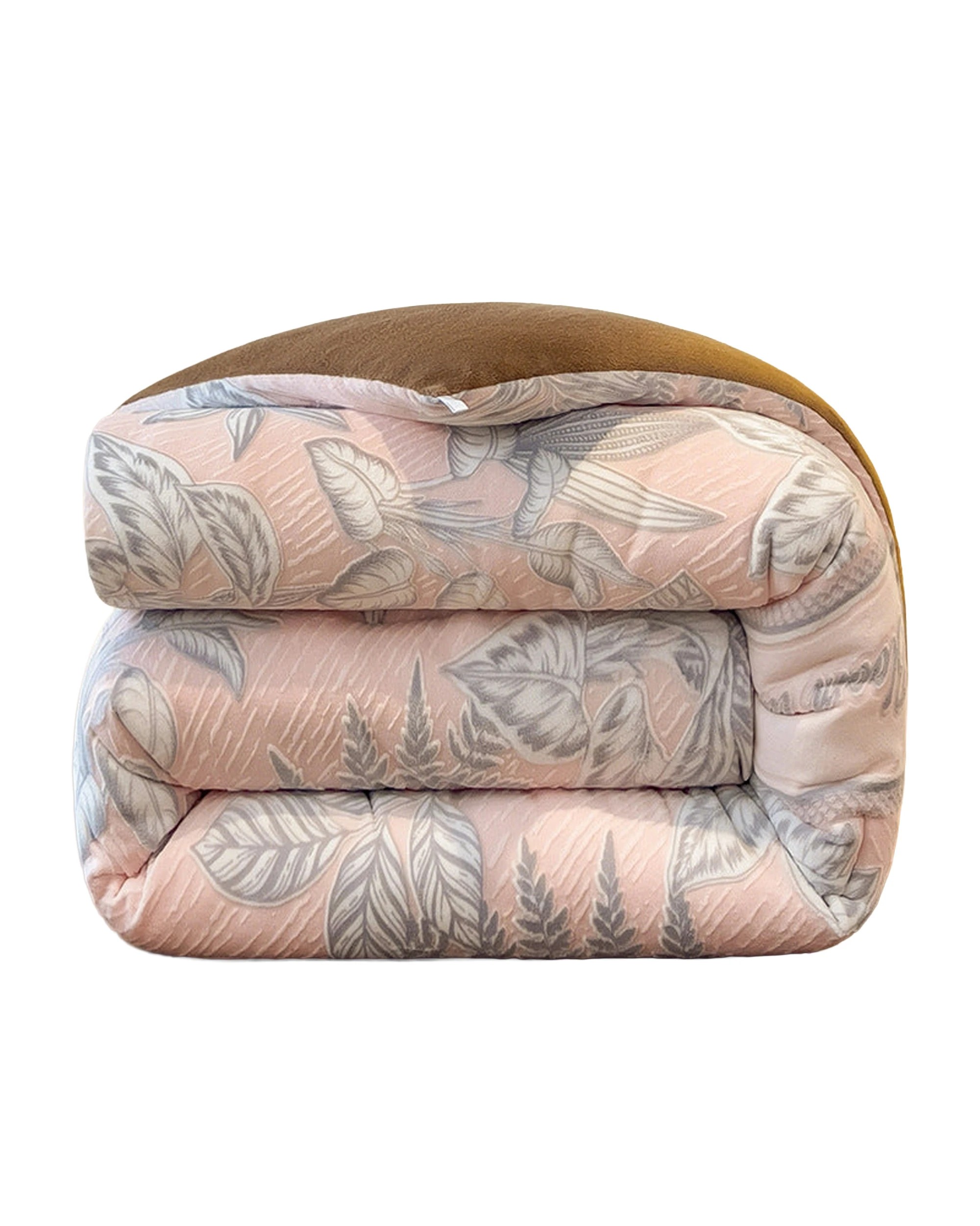 1 Cotton More Warm Jacquard Leaf Milk Velvet Comforter Plush Blanket 200x230cm - Pink, 1 of 2
