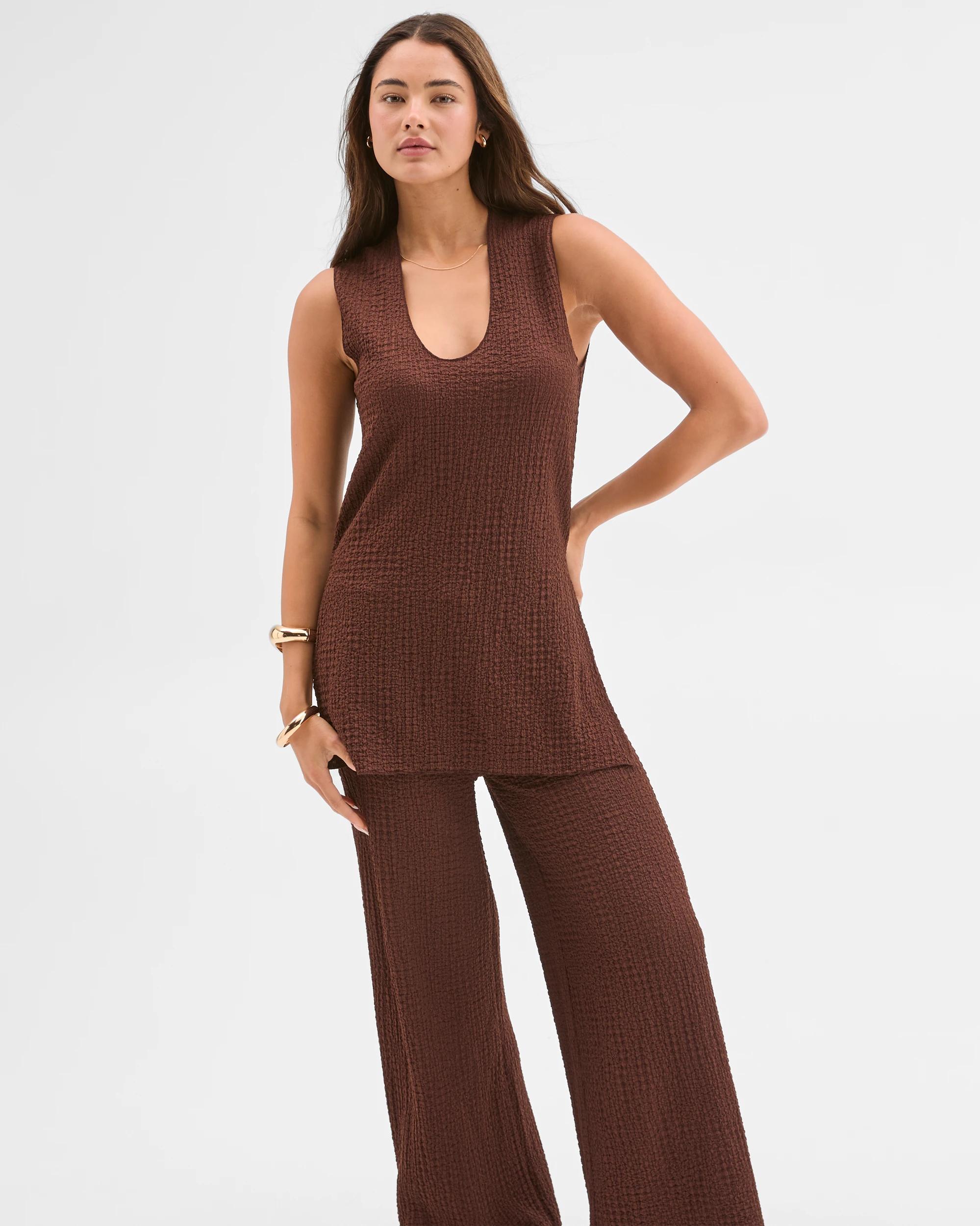 2 Lily Loves U-Neck Textured Tunic Top SHAVED CHOCOLATE, 2 of 6