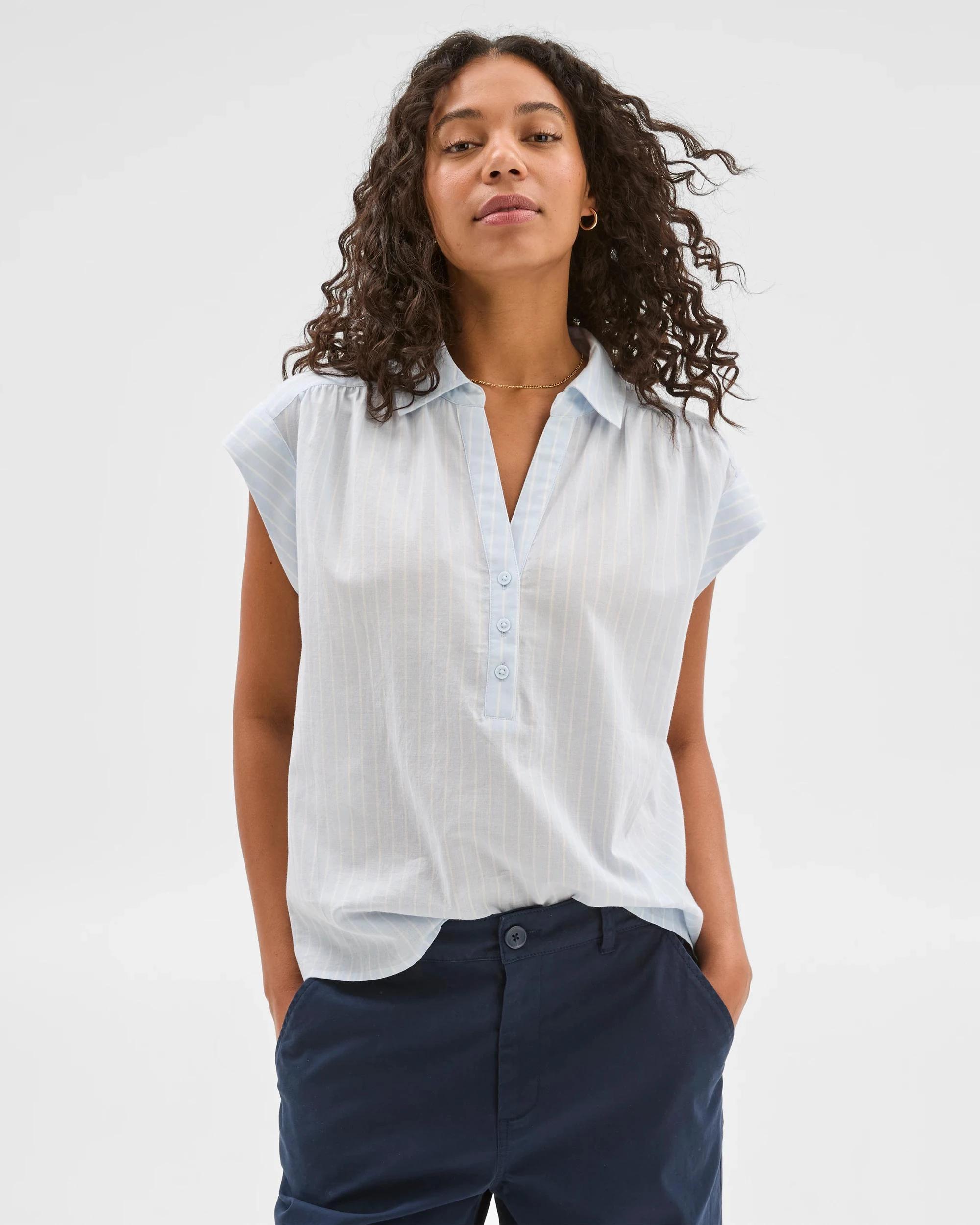 6 Target Sleeveless Popover Collared Shirt SUMMER BLUE STRIPE, 6 of 6