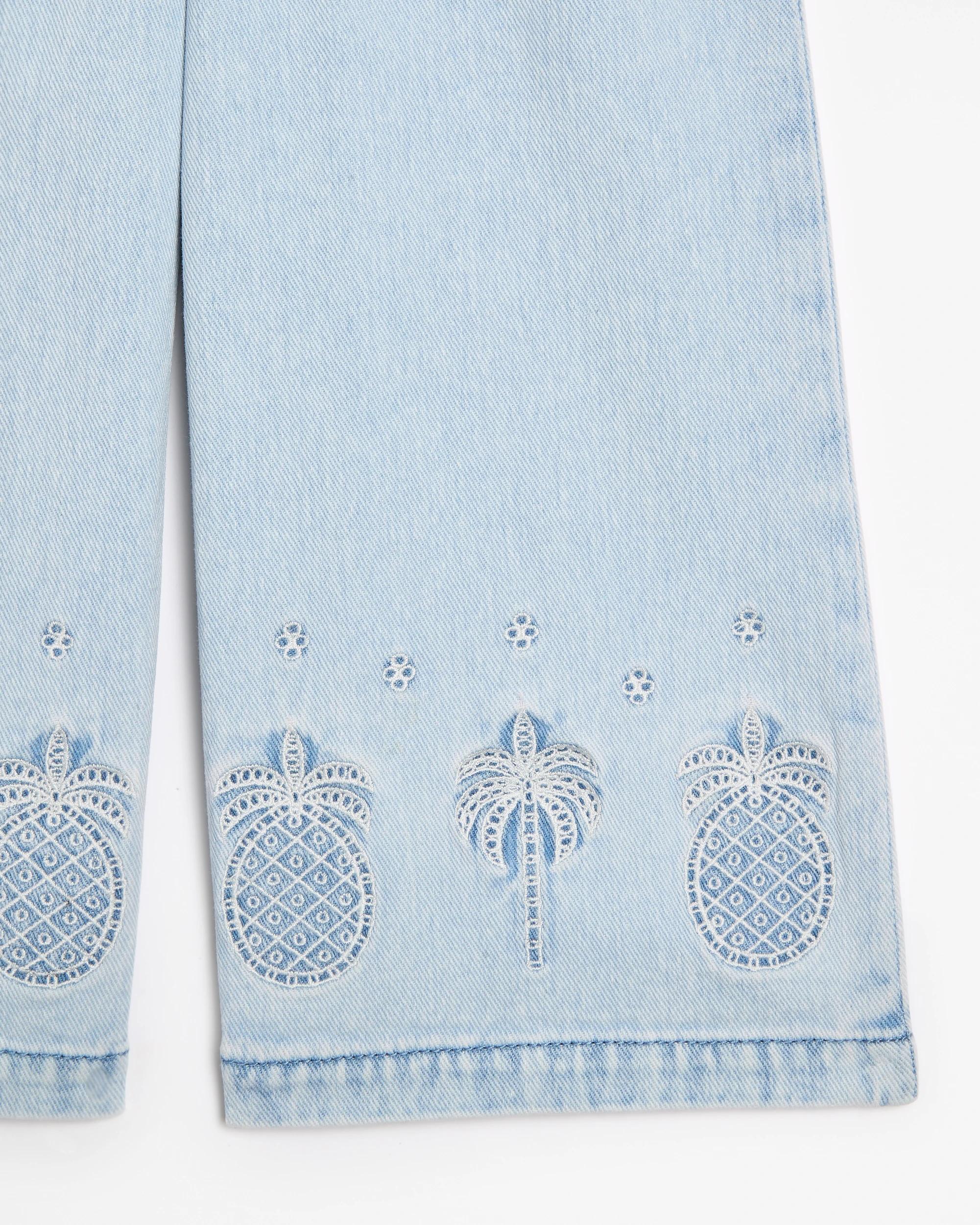 2 Target Denim Wide Leg Applique Hem Pant LIGHT BLUE, 2 of 3