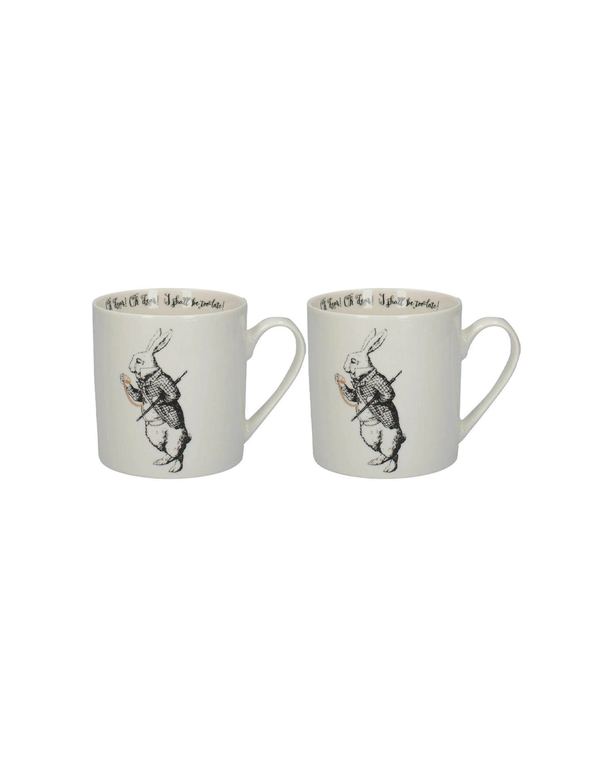 1 Mikasa 2PK V&A  Alice In Wonderland Coffee Drinking Mug Fine China Set 350mL - Rabbit - White, 1 of 7