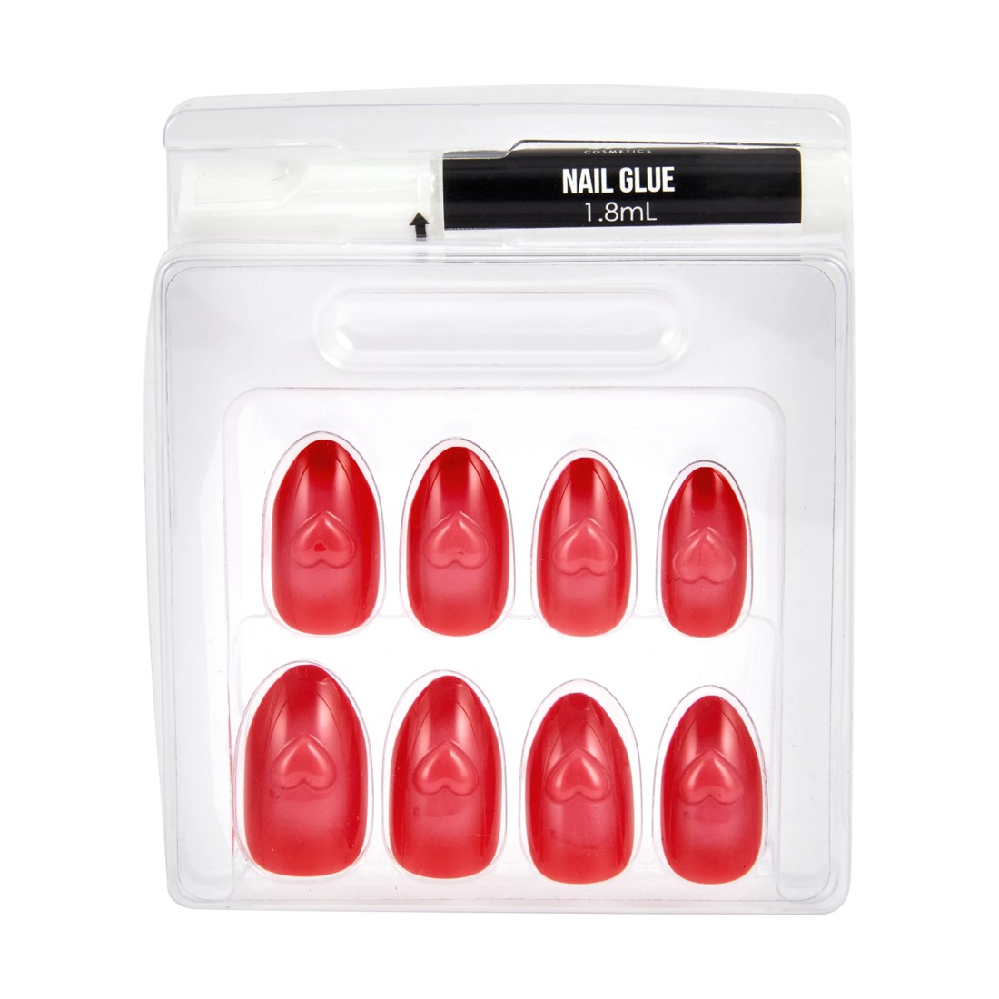 3 OXX Cosmetics 24 Pack Artificial Nails with Adhesive - Almond Shape, Red Hearts, 3 of 5