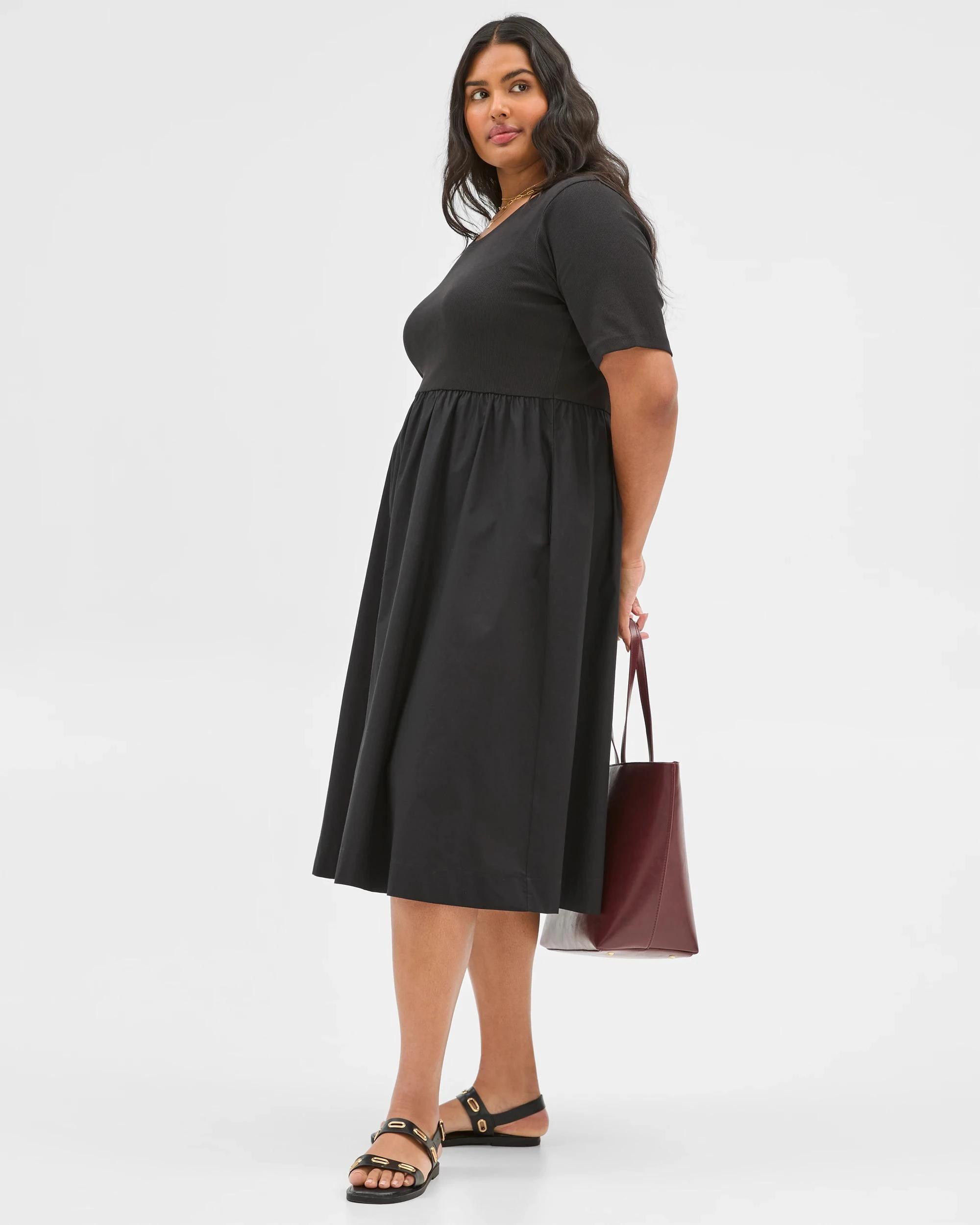 2 Target Curve Plus Size Knit/Woven Dress BLACK, 2 of 7