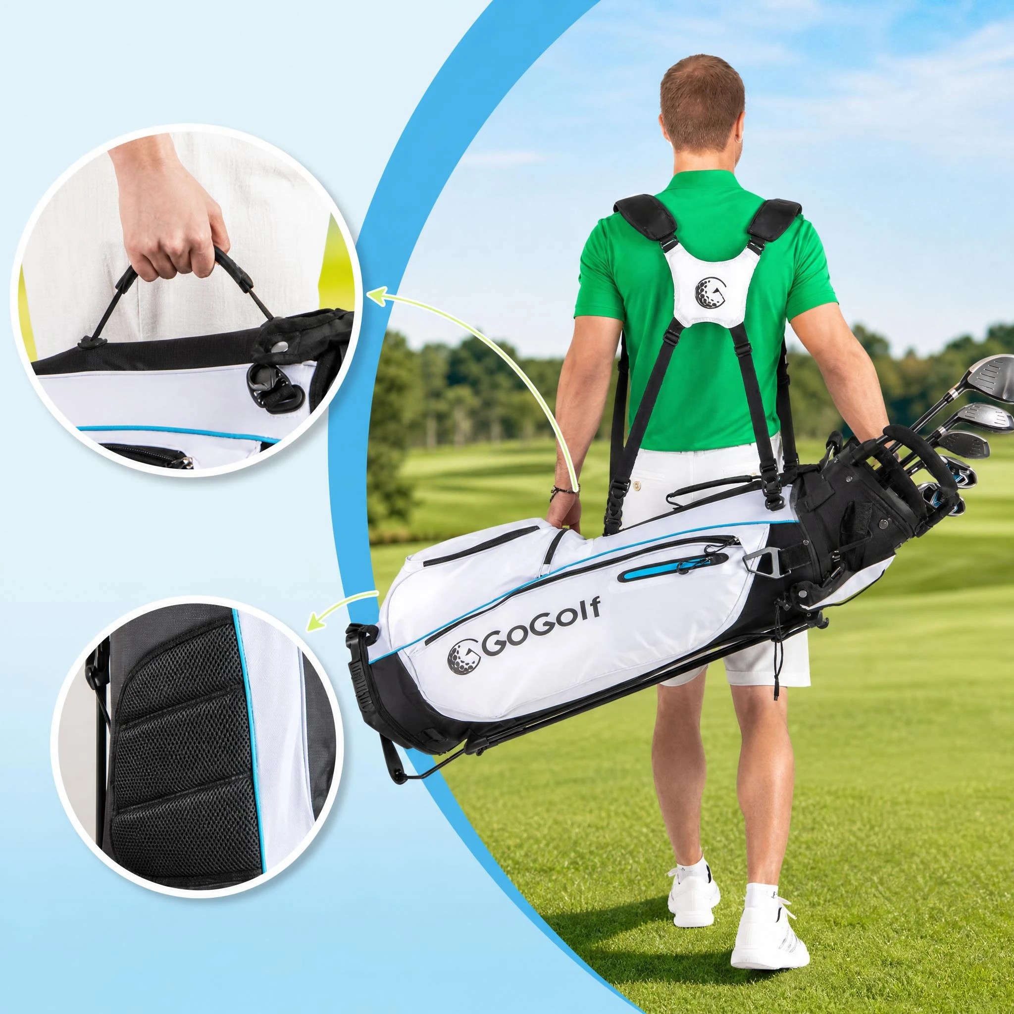 6 Costway Men's 15 Piece Portable Complete Golf Club Set w/Stand Bag Driver & Putter, 6 of 8
