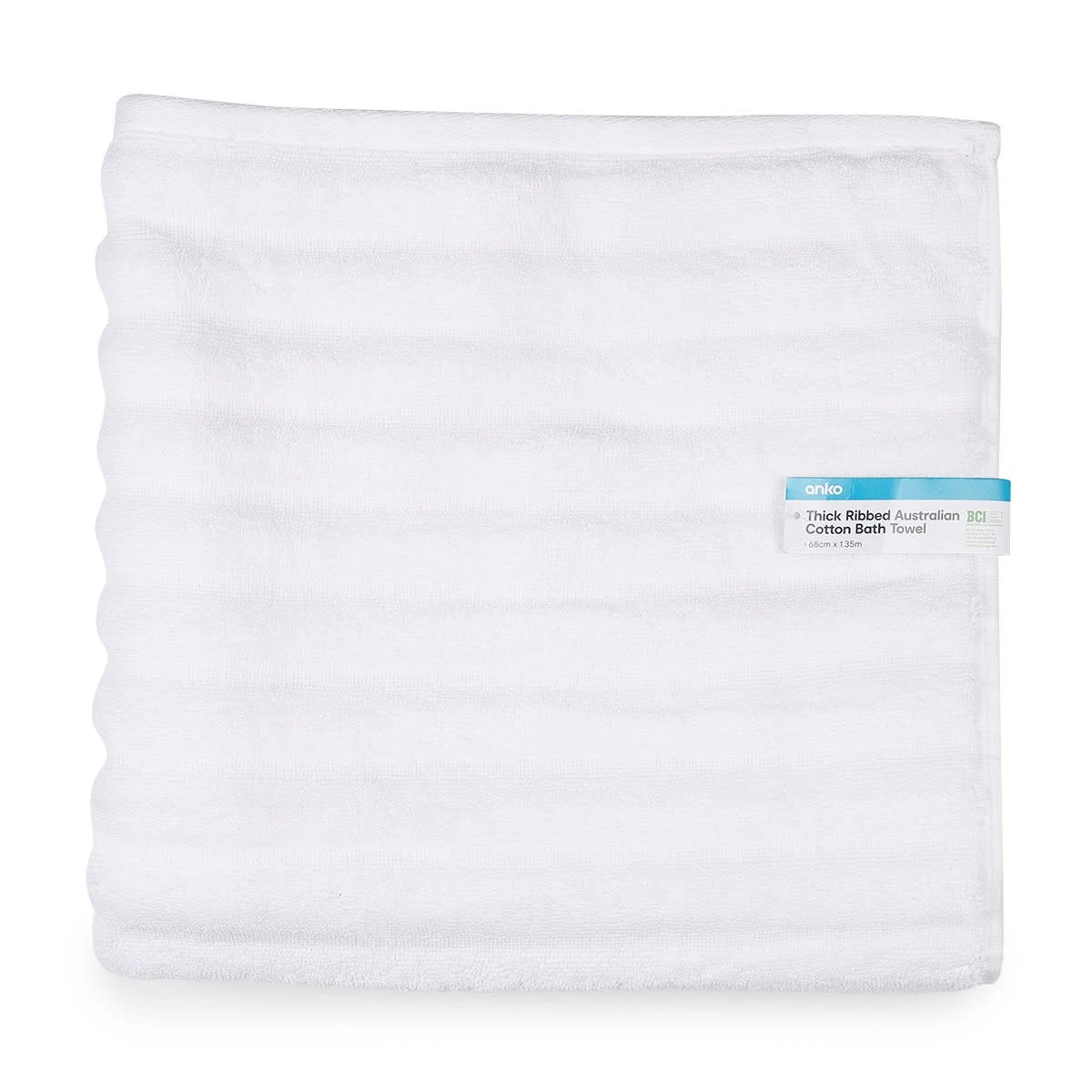 5 Thick Ribbed Australian Cotton Bath Towel - White, 5 of 5