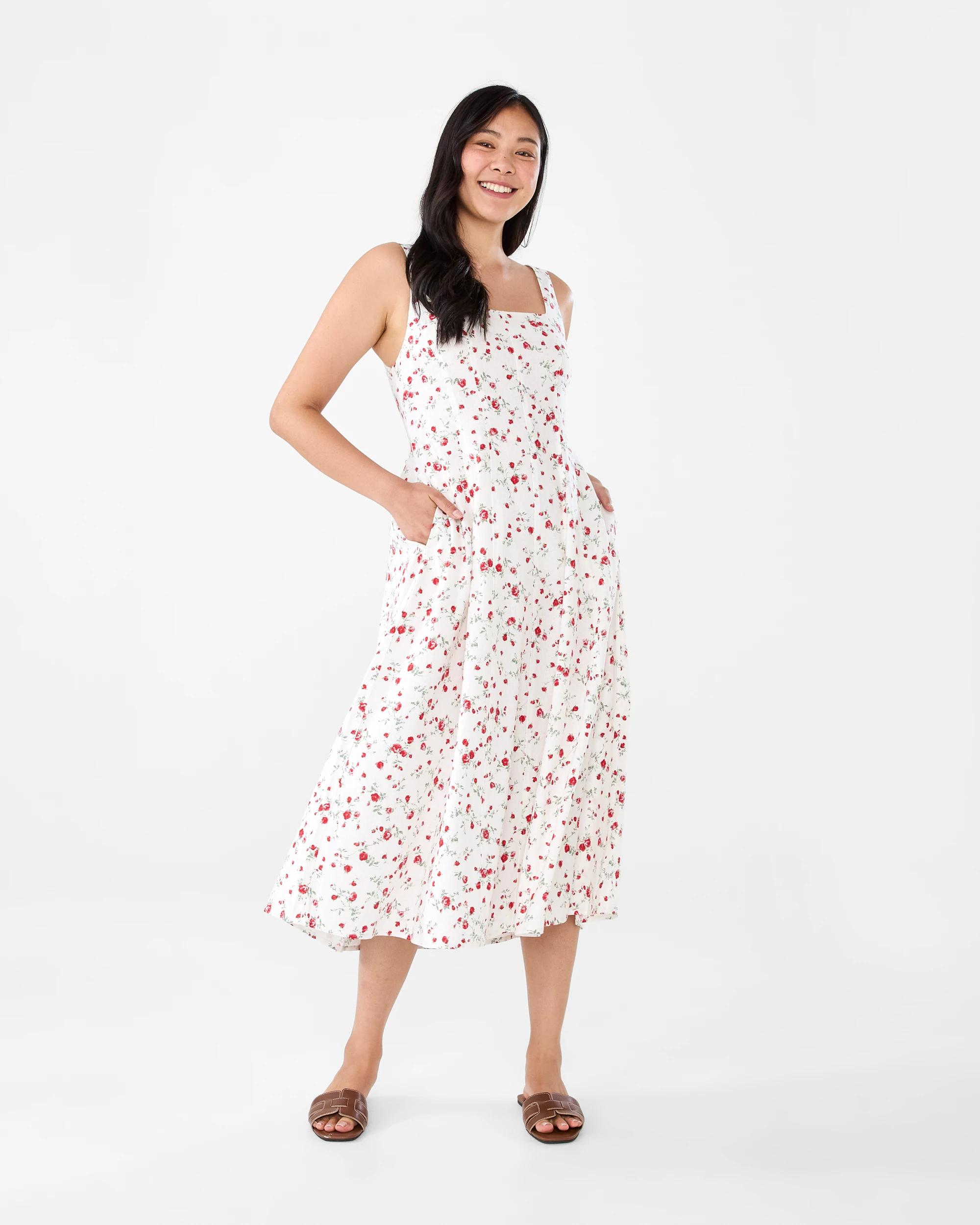 Sleeveless Square Neck Panel Midi Dress - Kmart