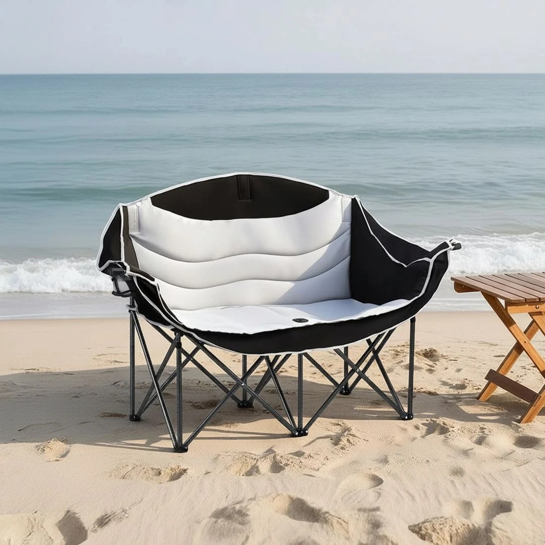 6 Weisshorn Camping Chair Double Folding Moon Chair Portable Seat 240KG - Multi, 6 of 7