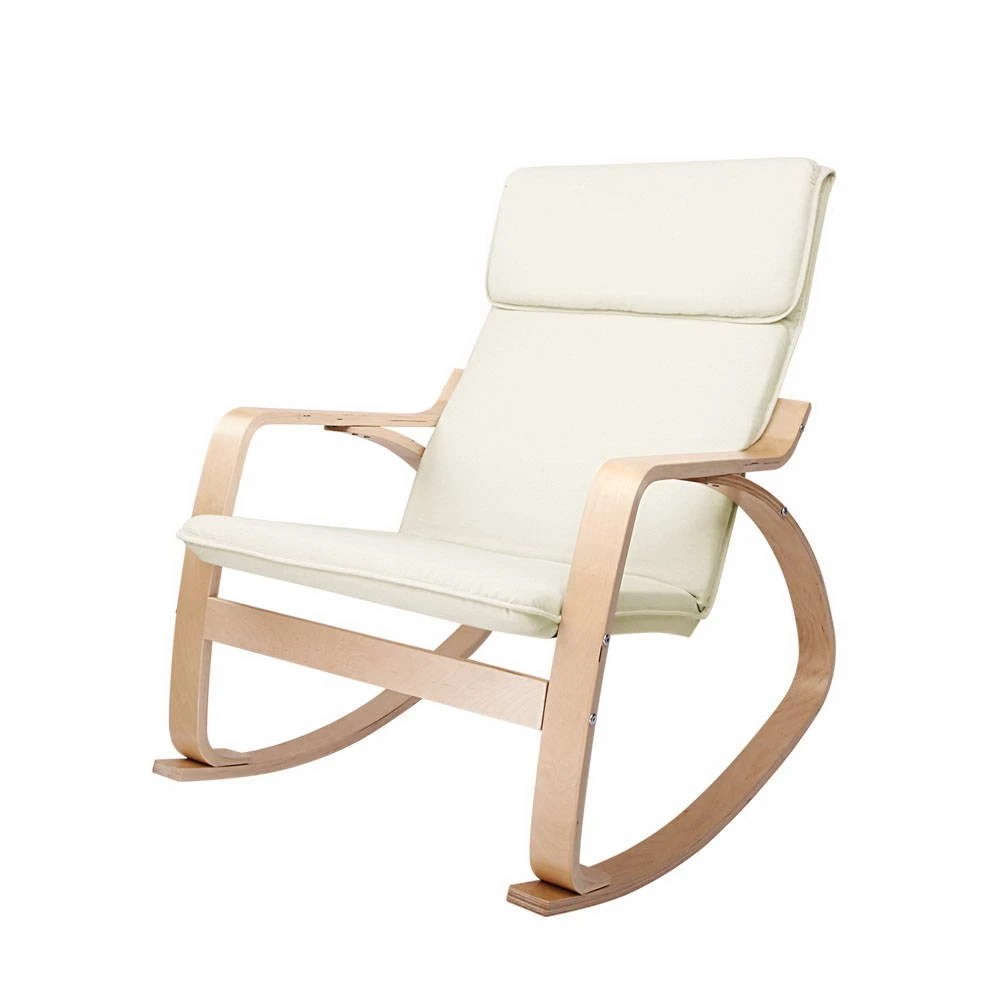 1 Artiss Rocking Armchair Nursing Bentwood Aero - Beige, 1 of 7