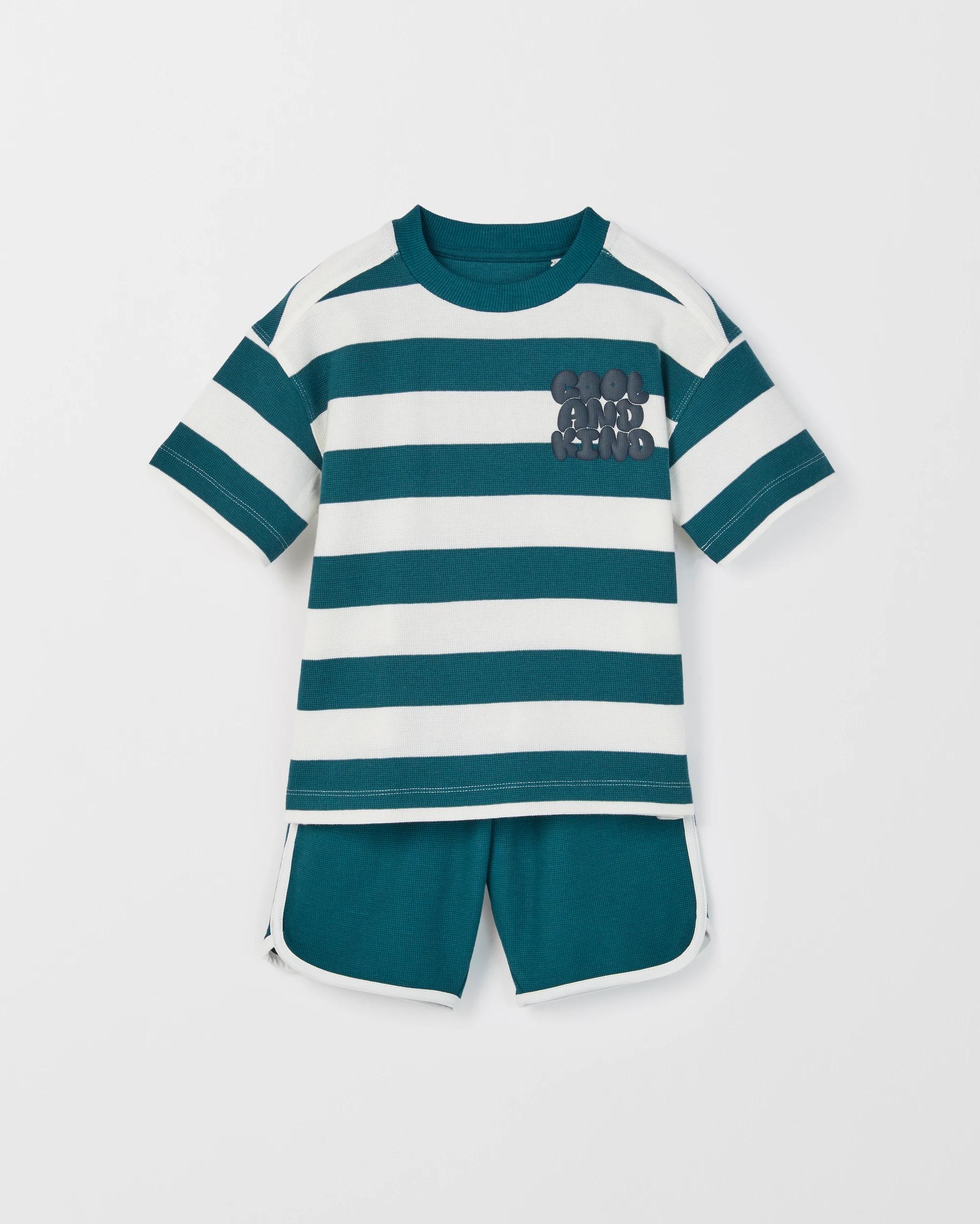 5 Target Kids Australian Cotton Textured T-Shirt and Shorts 2 Piece Set GREEN, 5 of 8