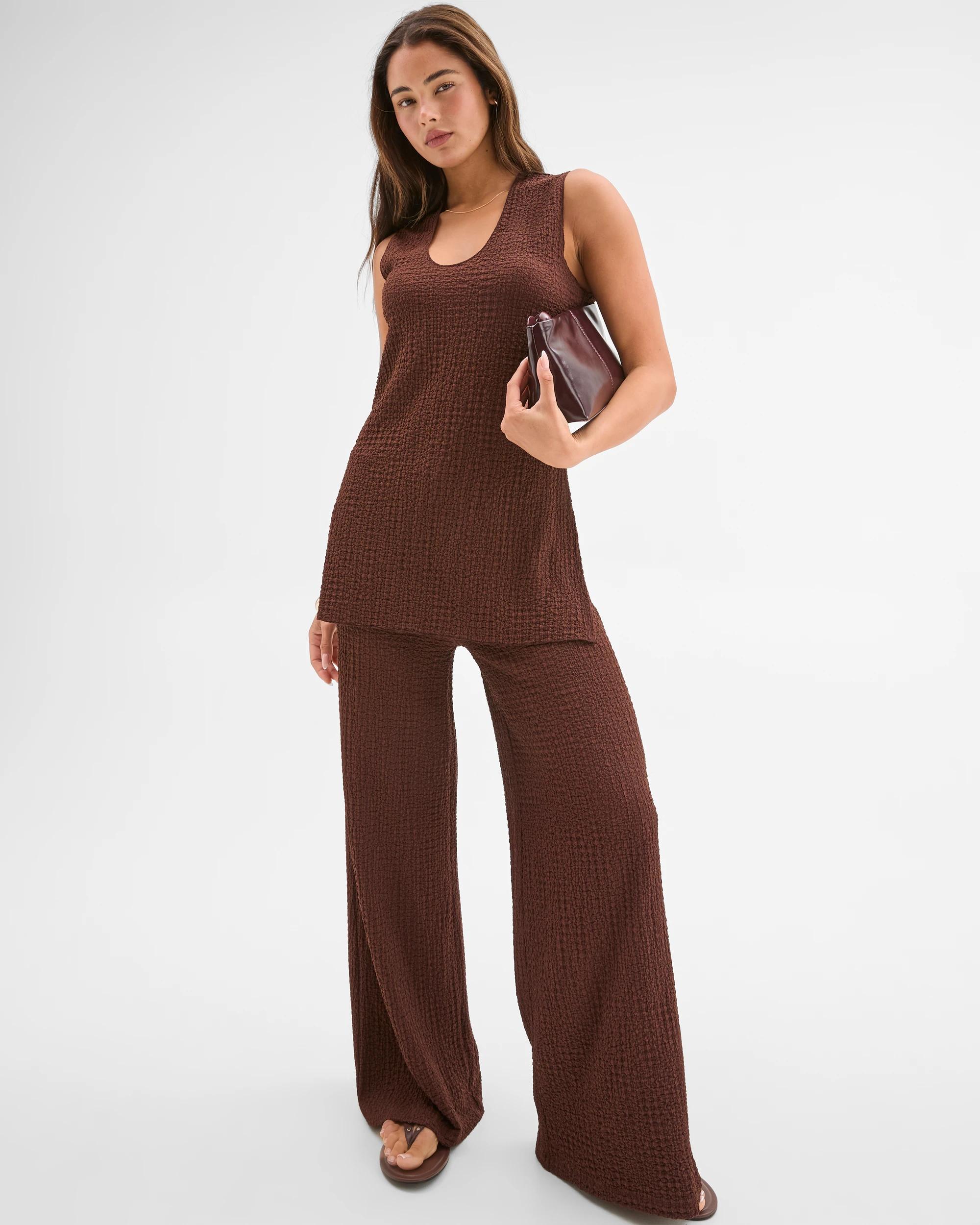 1 Lily Loves Textured Straight Leg Pants SHAVED CHOCOLATE, 1 of 6