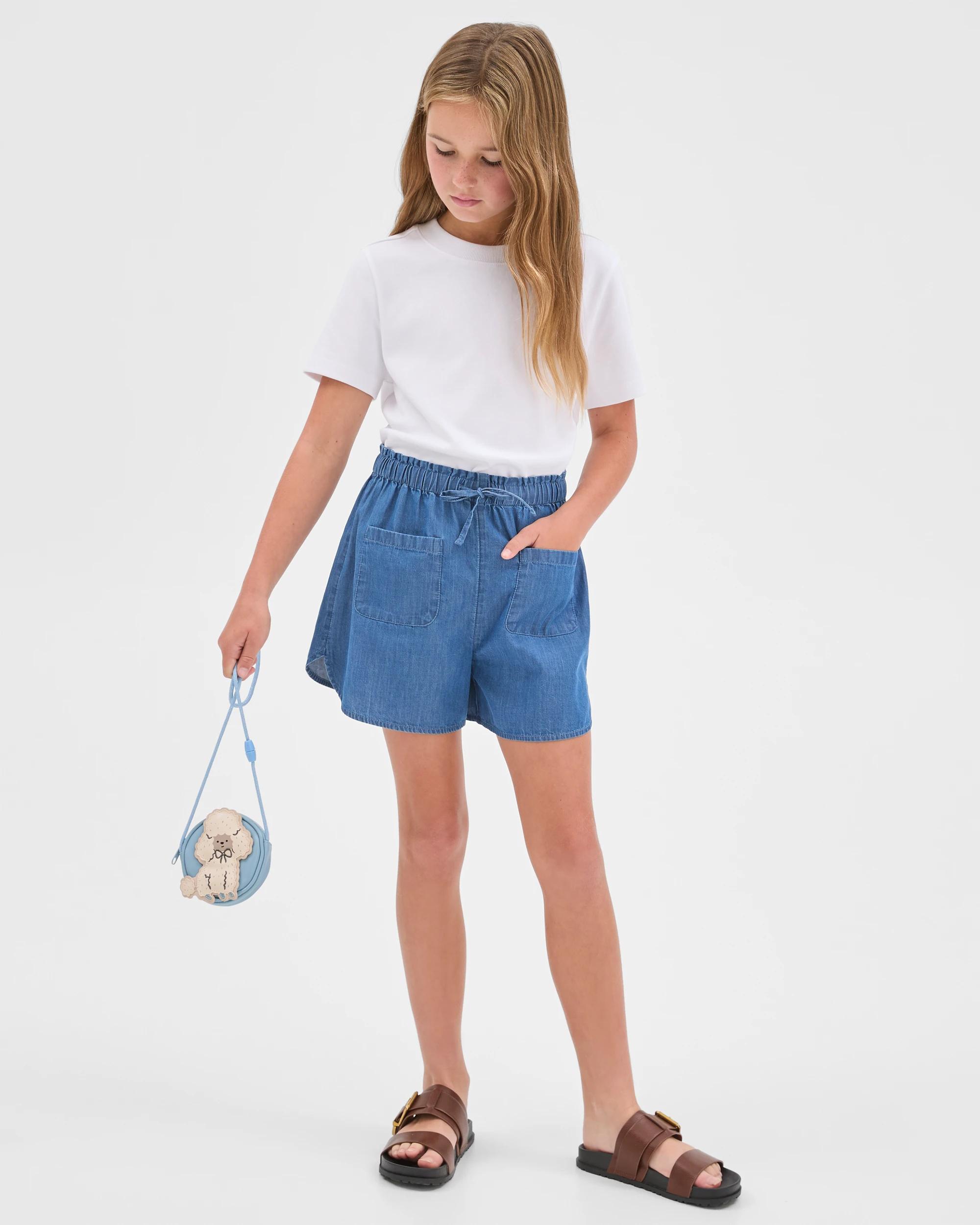 1 Target Kids Australian Cotton Chambray Shorts MID WASH, 1 of 6