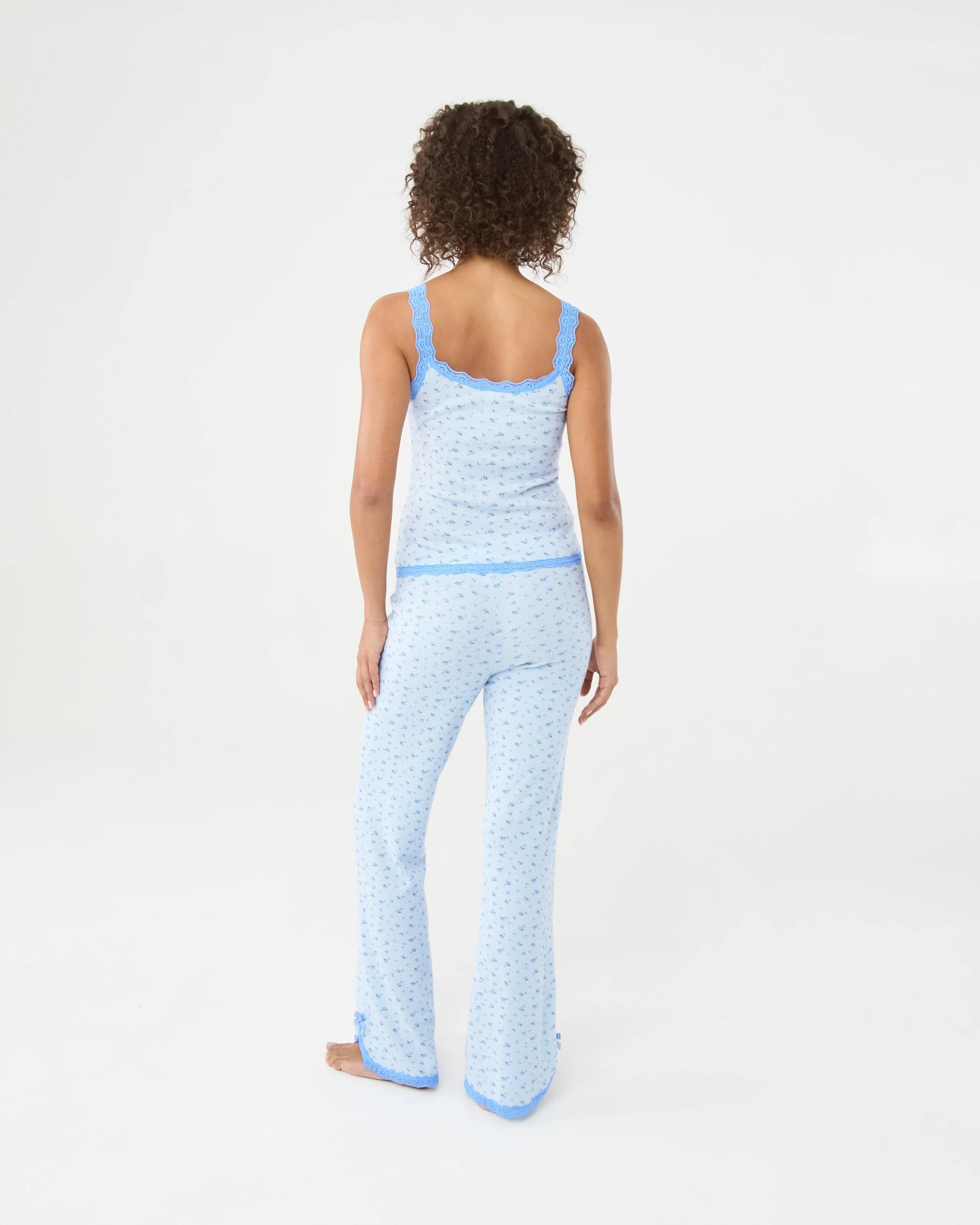 6 Lace Trim Waffle Cami Blue Rose, 6 of 10