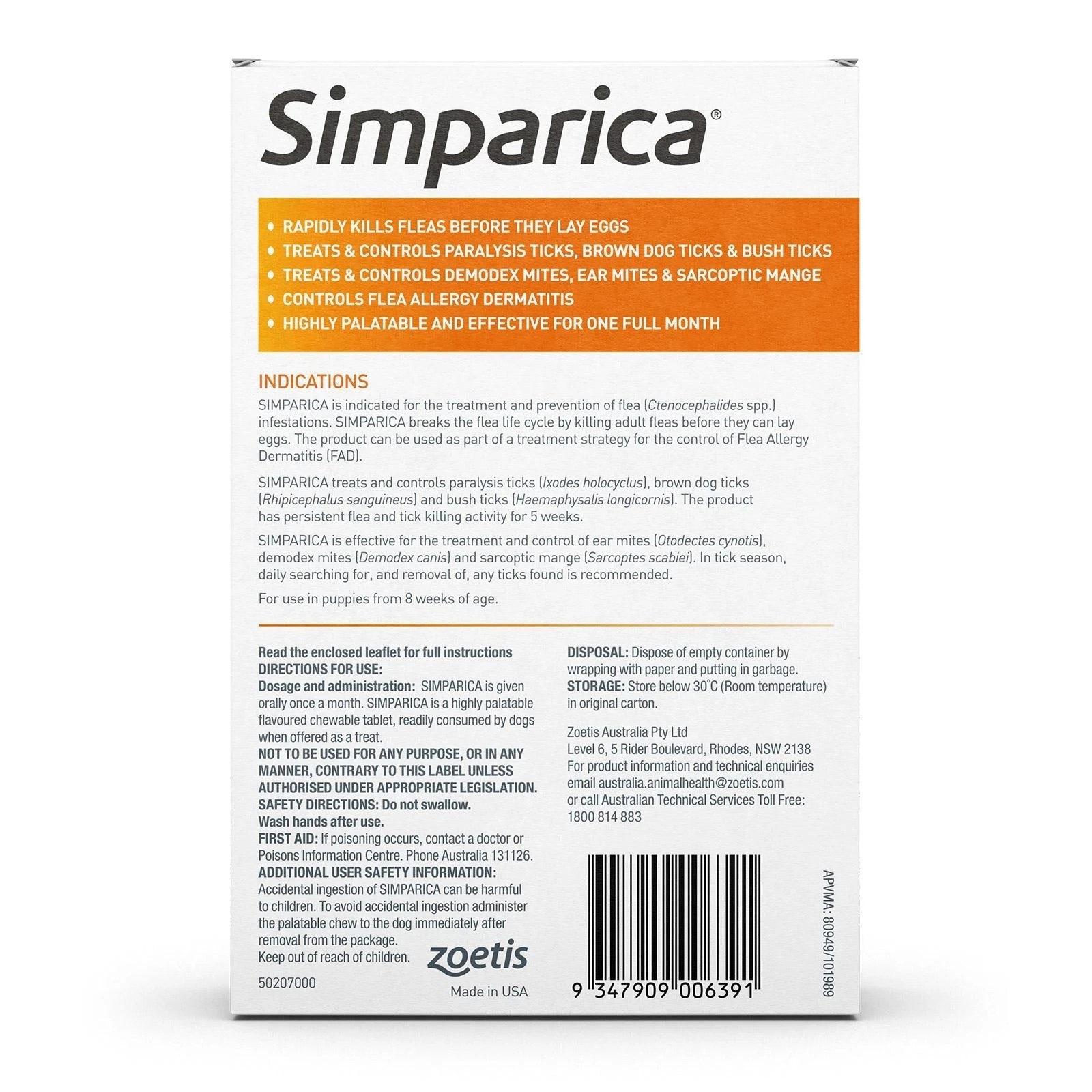2 Simparica Small 5.1-10kg 6pk Orange, 2 of 2