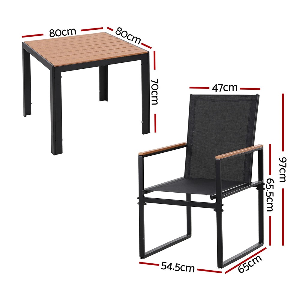 2 Gardeon 5PCS Outdoor Dining Set Table and Chairs Patio Garden Furniture Bistro Set - Black, 2 of 7