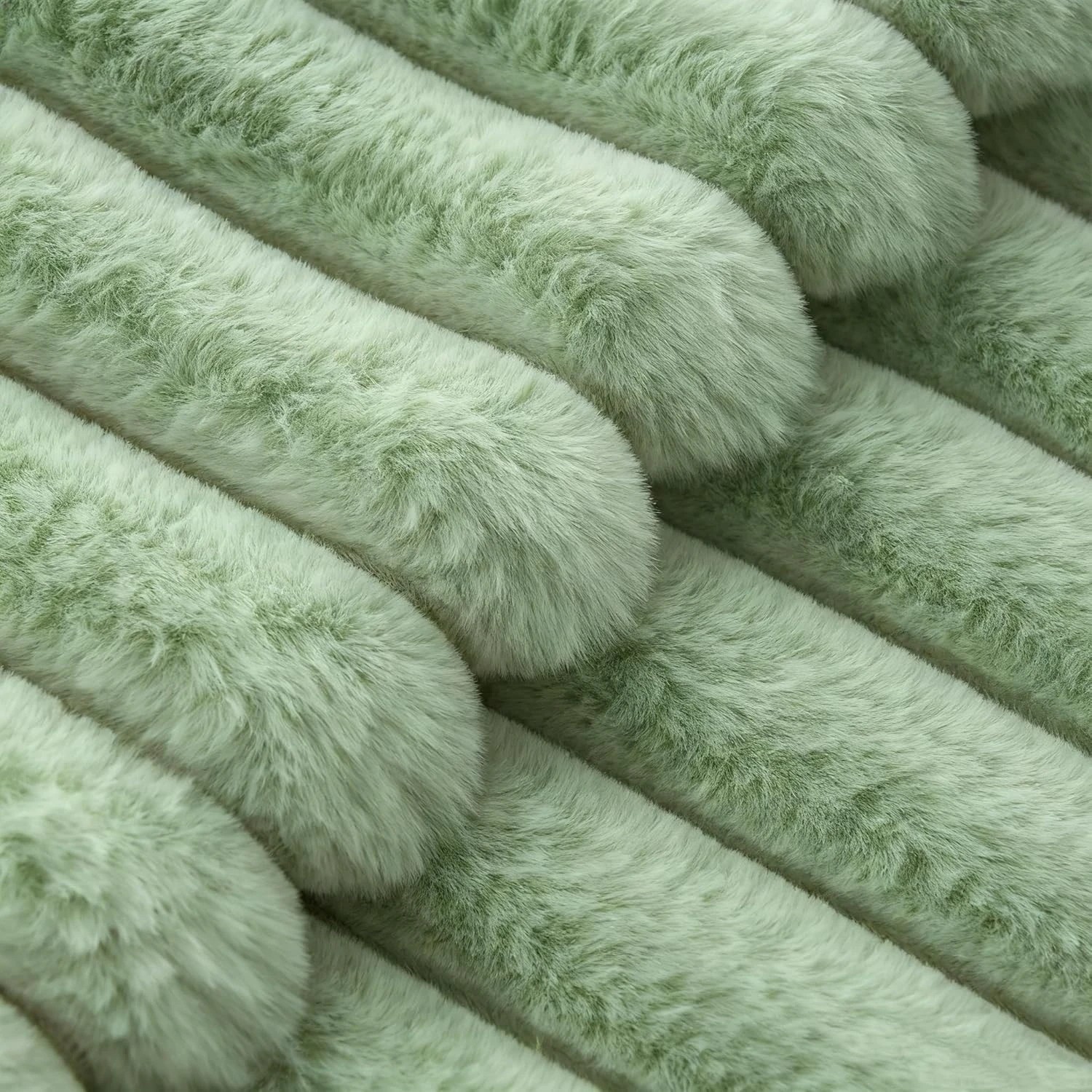 3 Gioia Casa 2-Pack Faux Fur Cushion Covers Soft 30x50cm - Sage, 3 of 3