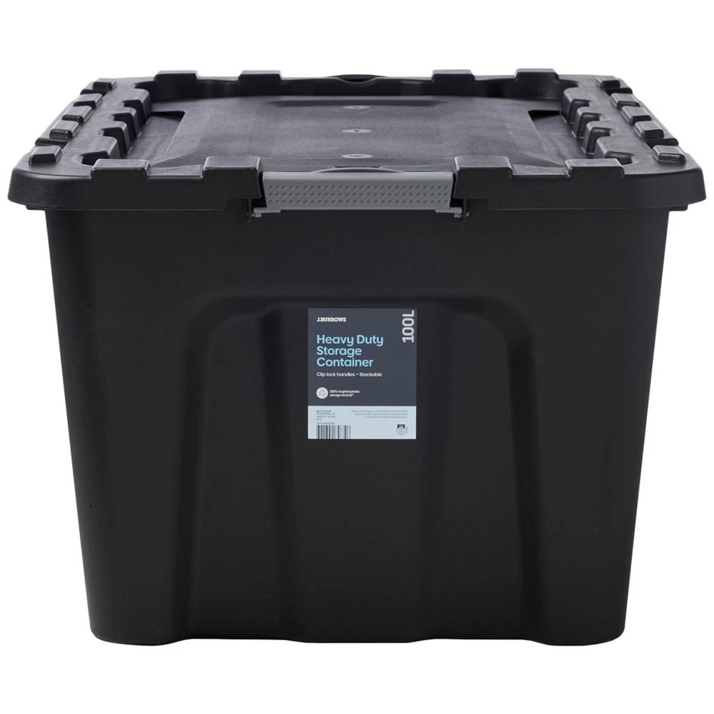 2 J.Burrows 100L Heavy Duty Storage Container Black, 2 of 5