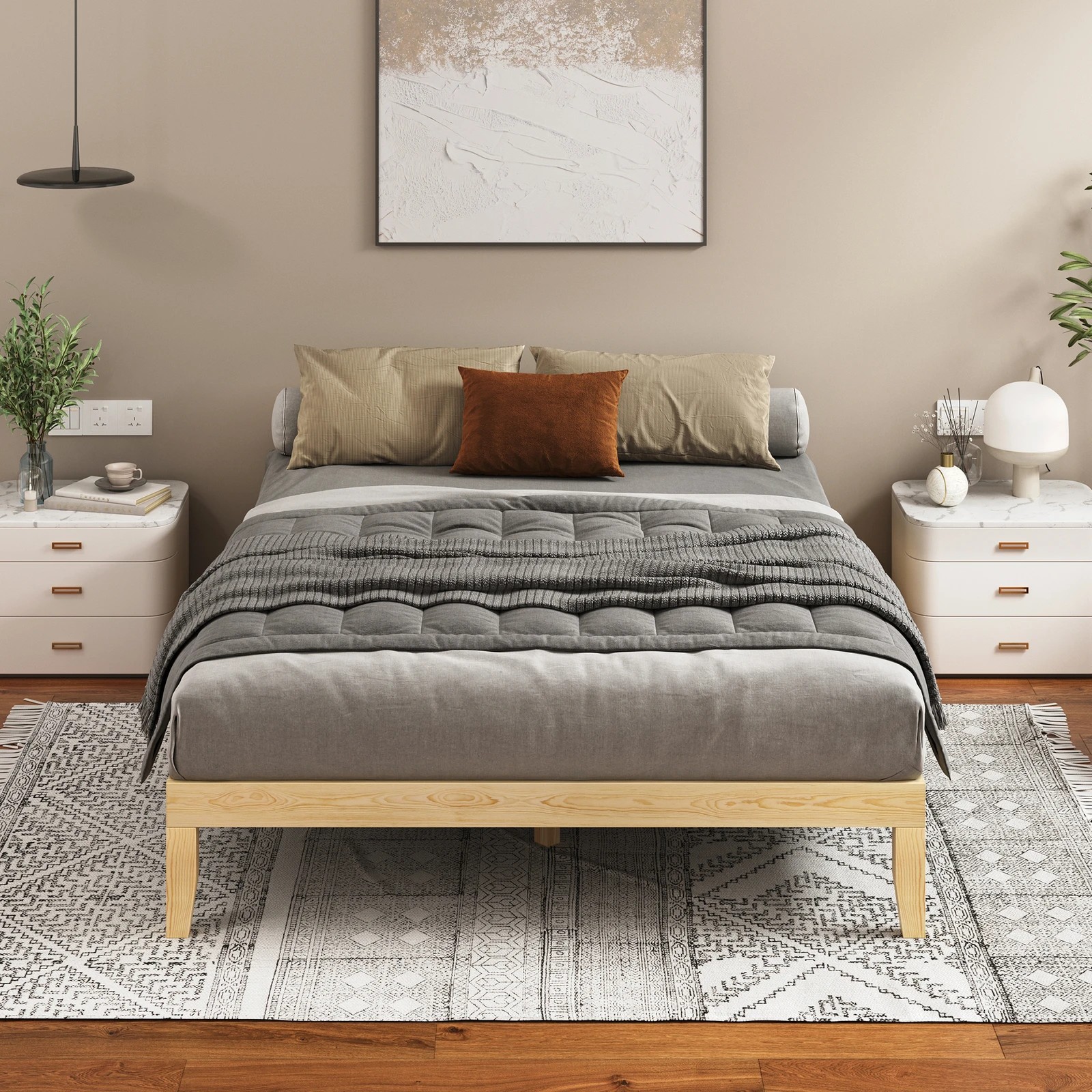 3 Alfordson Bed Frame Wooden Timber Double Size Mattress Base Platform Pramod - Natural, 3 of 10