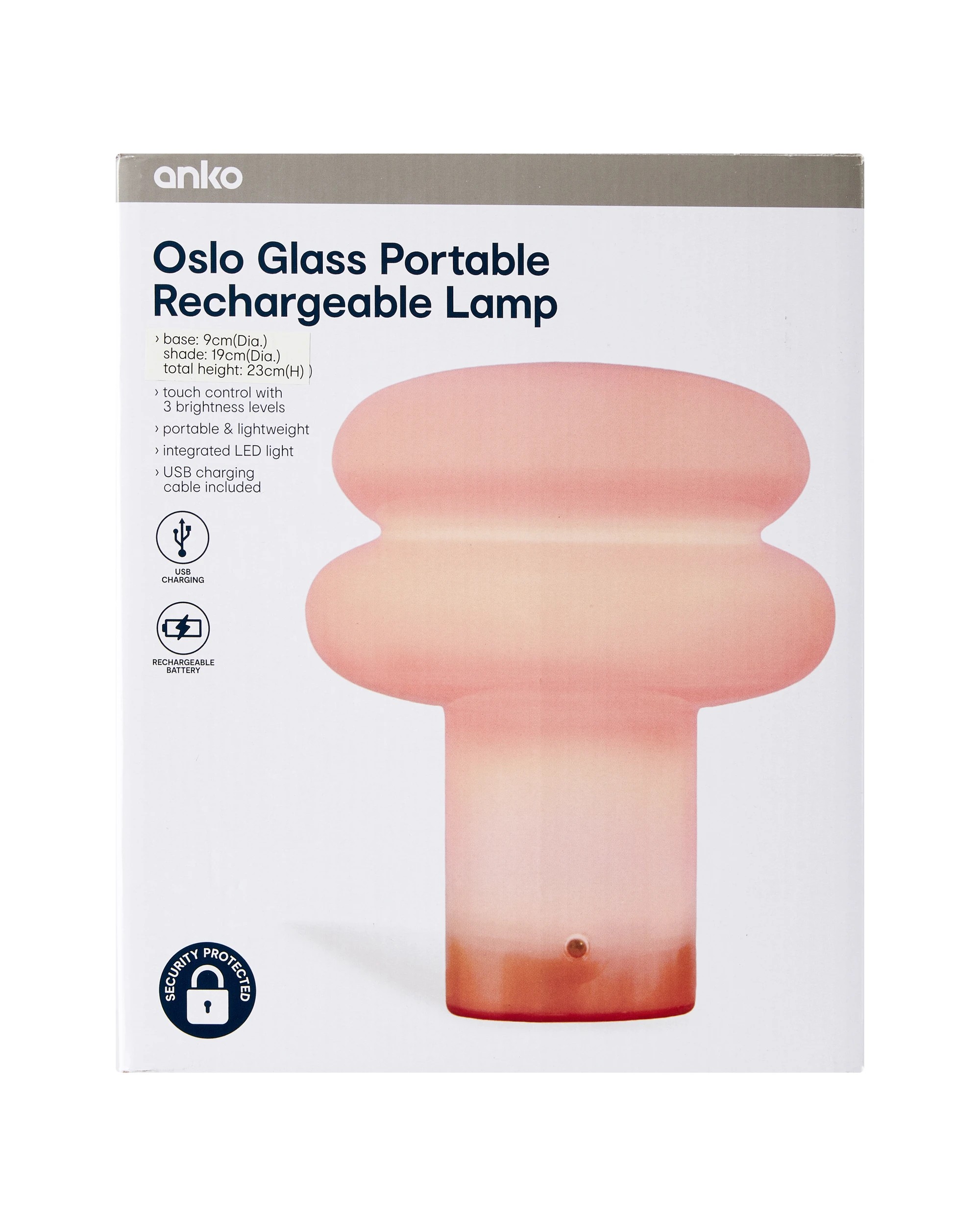 8 Oslo Glass Portable Rechargeable Lamp - Pink, 8 of 8
