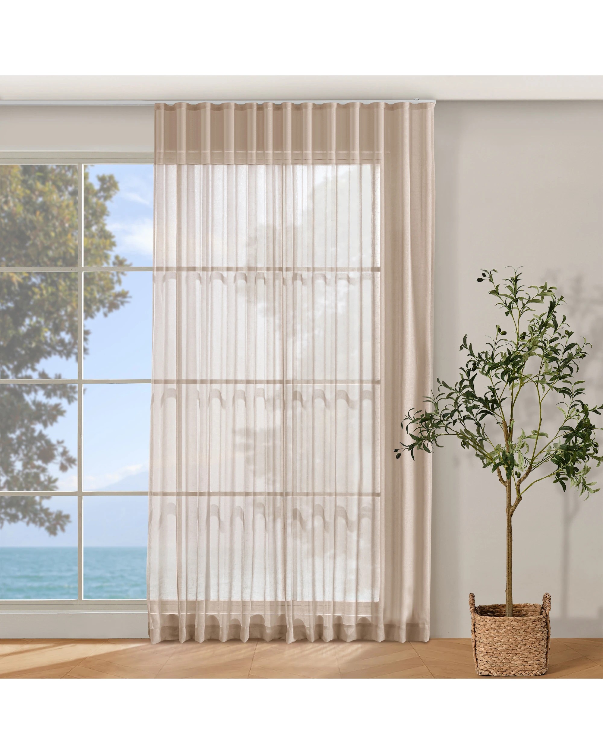 1 Cadence & Co. Kirra Sheer S-Fold Curtain 630x280cm - Fits 360cm Track - Desert Rose, 1 of 4