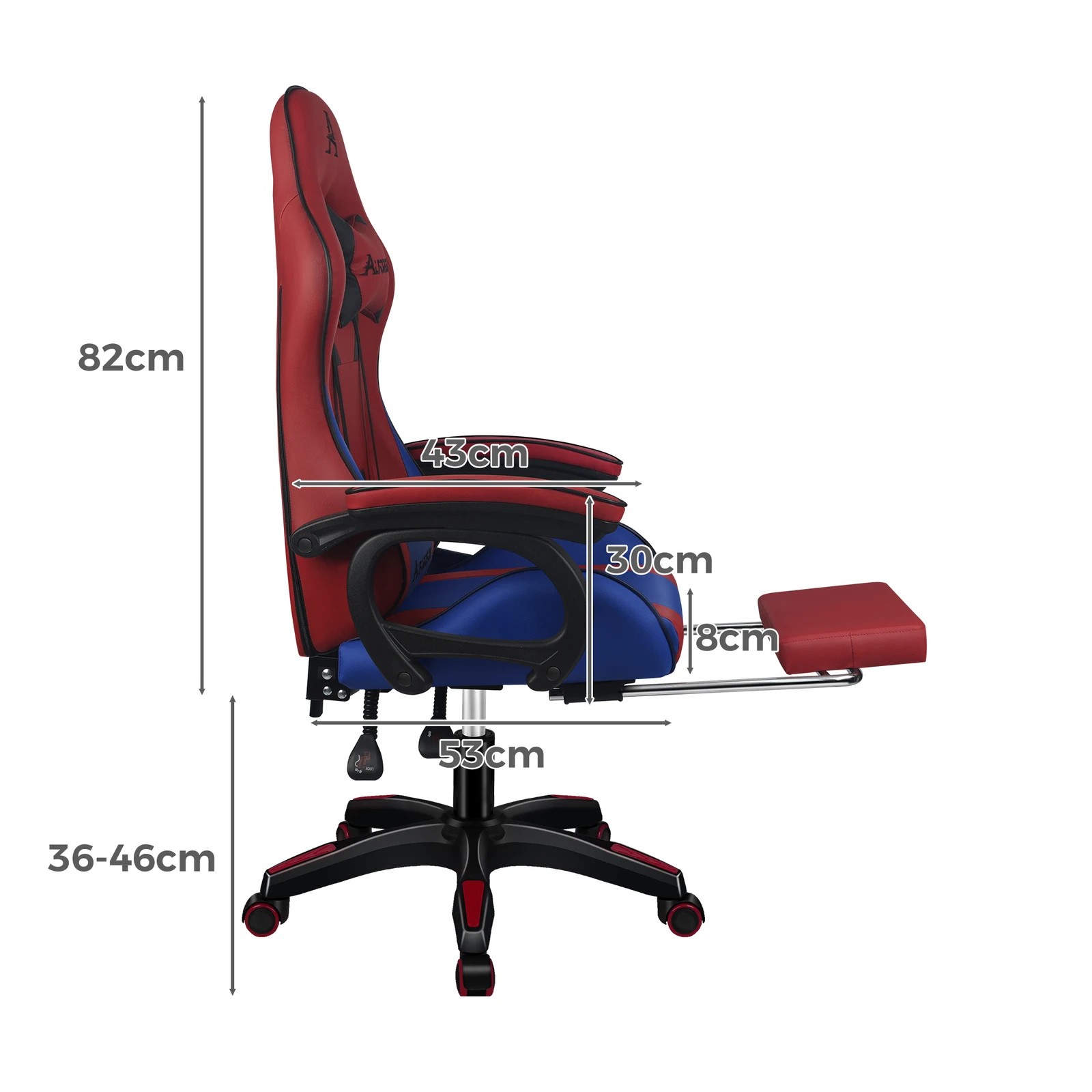 3 Alfordson Gaming Office Chair Racing Massage Computer Seat Footrest Leather - Red, 3 of 10