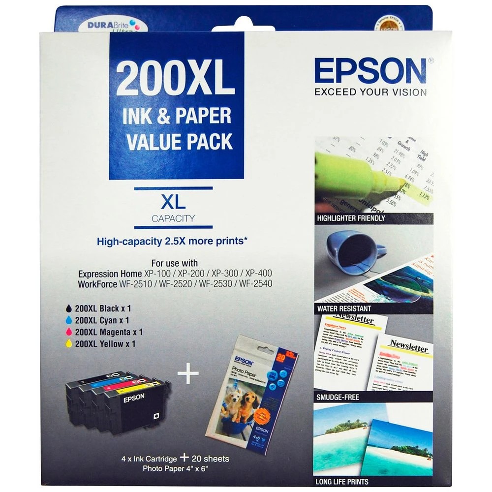1 Epson 200 XL High Capacity Ink and Paper Mega Value Pack, 1 of 1