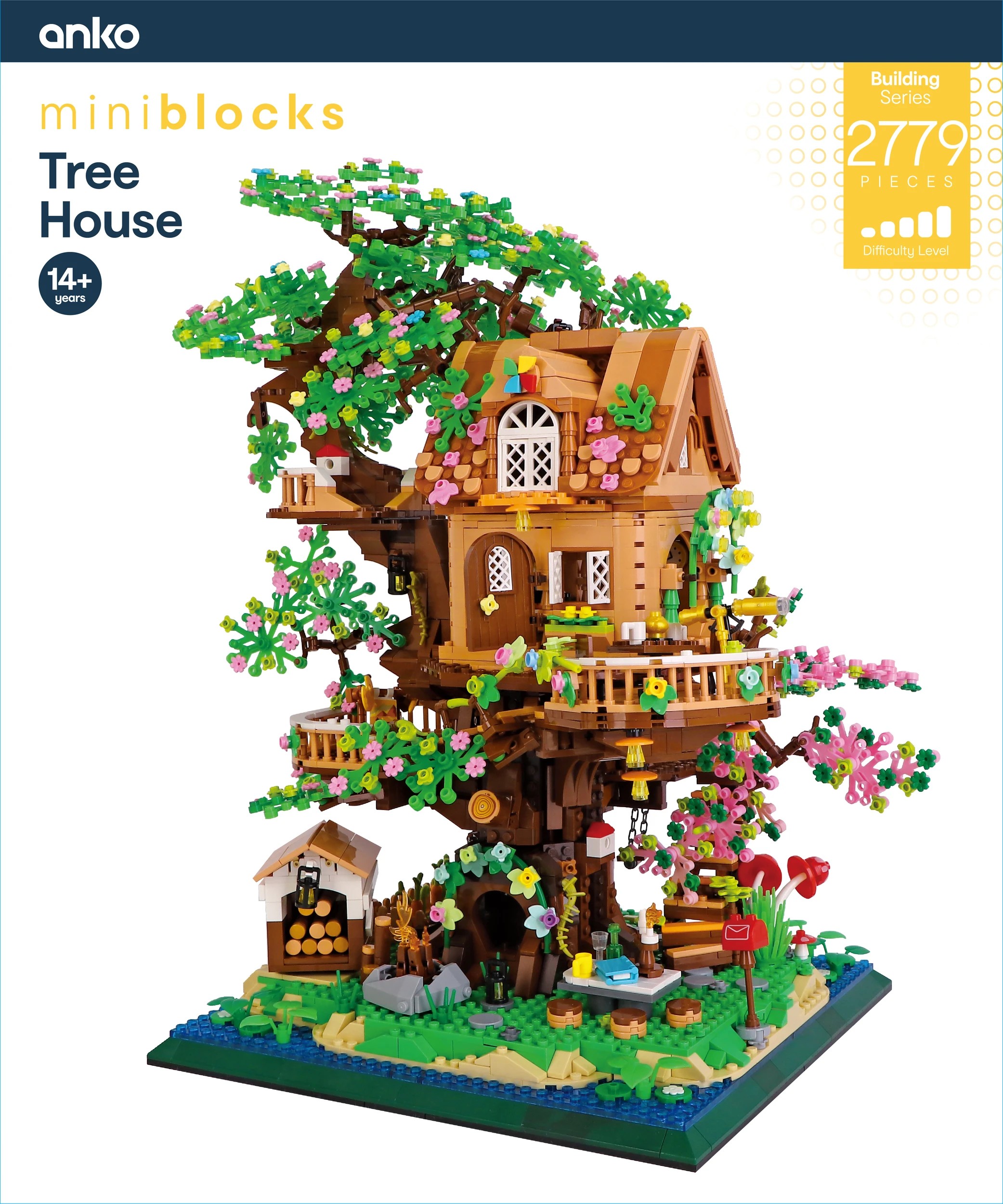 1 2779 Piece Mini Blocks Building Series: Tree House, 1 of 3