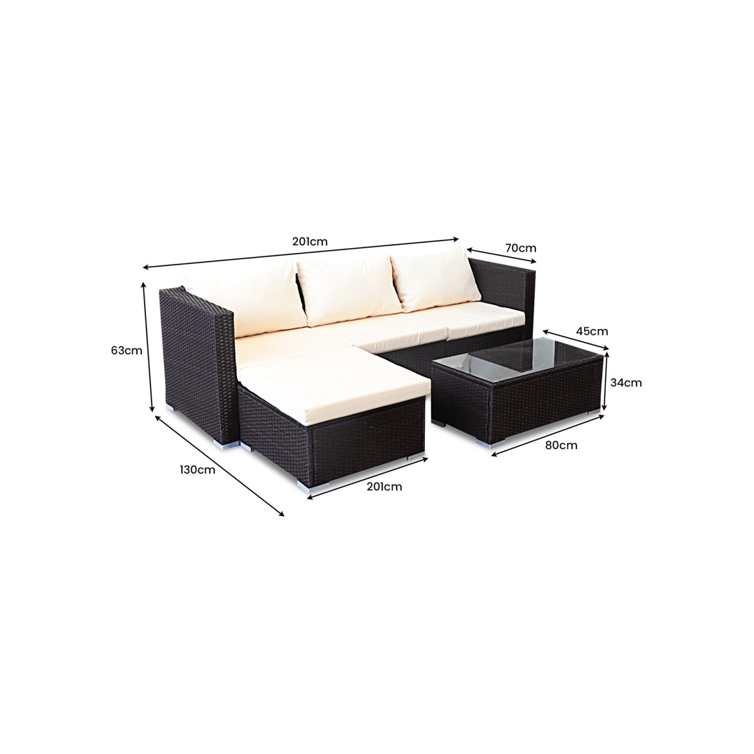 2 Sarantino 5pc Modular Outdoor Lounge Set Pe Rattan - Brown, 2 of 10