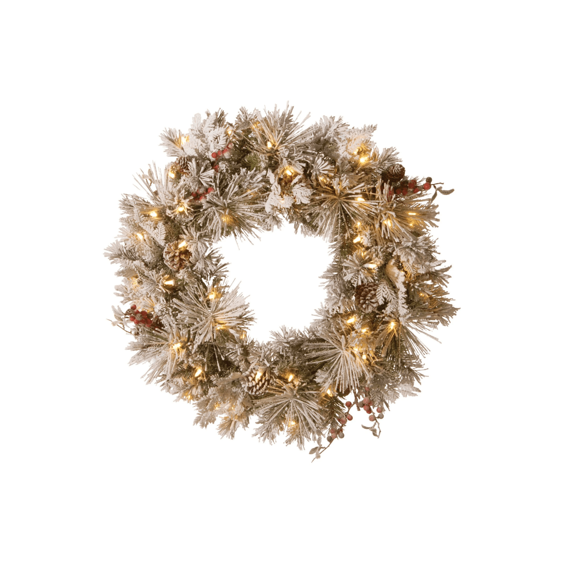 1 Christabelle 61cm Snowy Christmas Wreath Bedford With Led Lights Front Door Decoration Ornament, 1 of 7