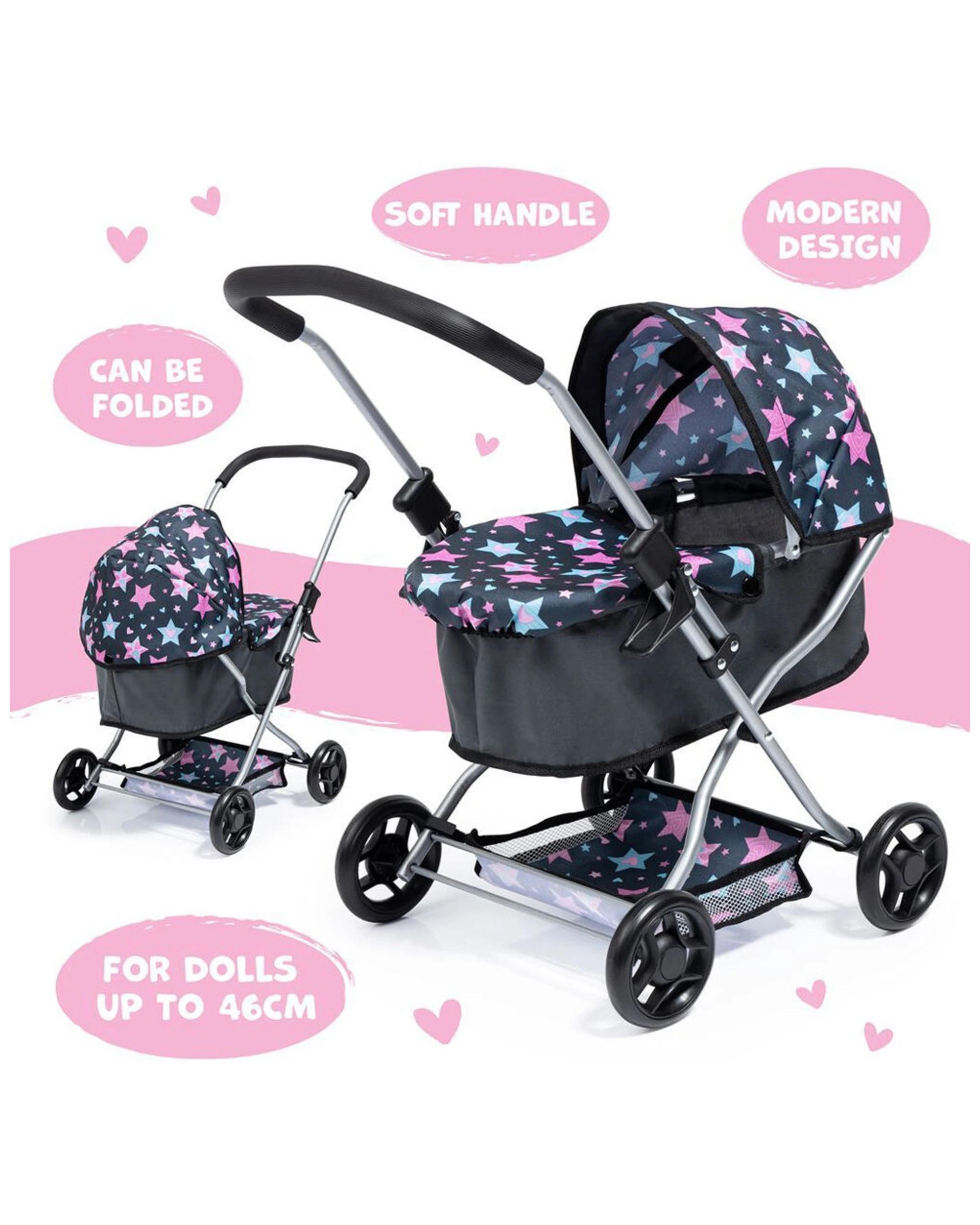 5 Bayer Doll Pram Kids Stroller Pretend Play Foldable Doll Carriage - Multi, 5 of 5