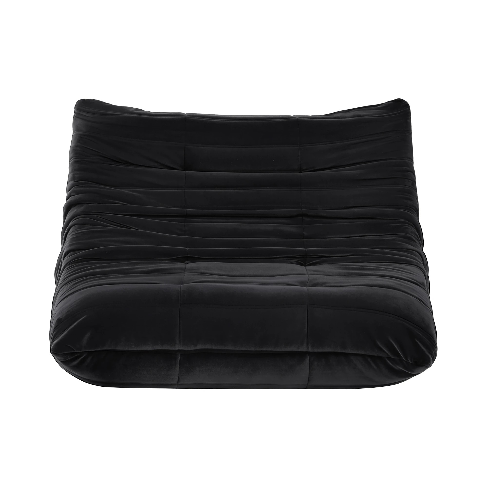 1 Artiss Lazy Sofa 2 Seaters Accent Caterpillar Chair Floor Couch Armless - Black, 1 of 7