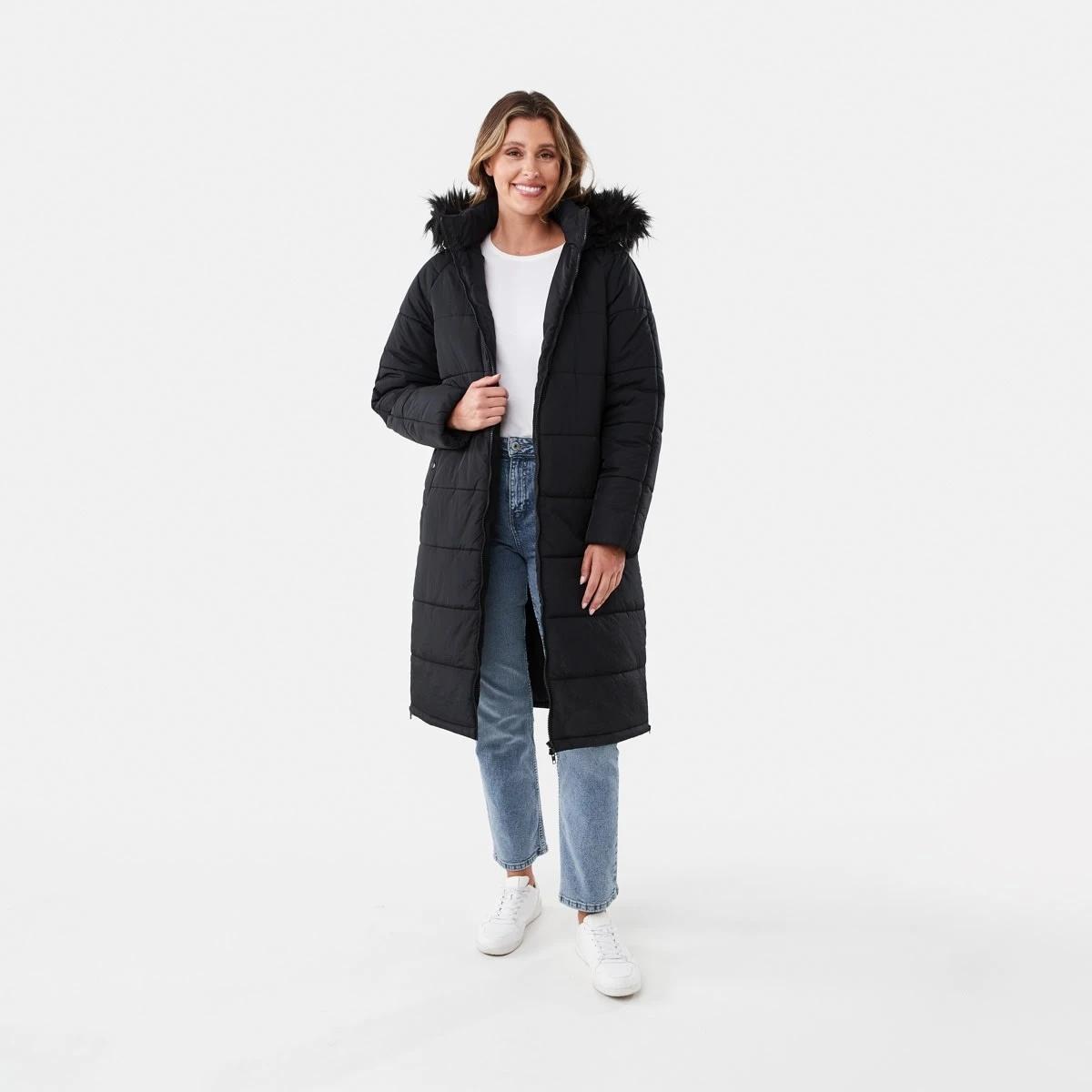 1 Longline Puffer Jacket Black, 1 of 8