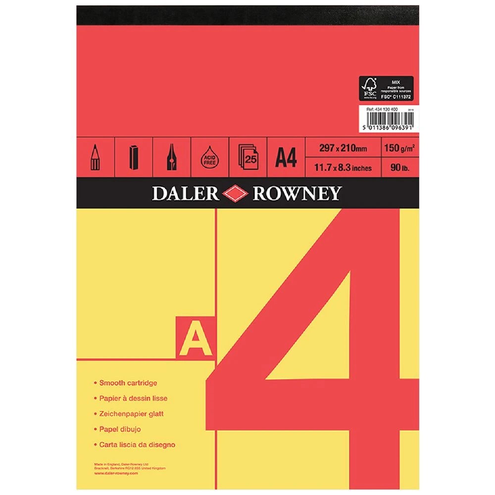 1 Daler-Rowney Smooth Cartridge Pad 150gsm 25 Sheets A4, 1 of 1