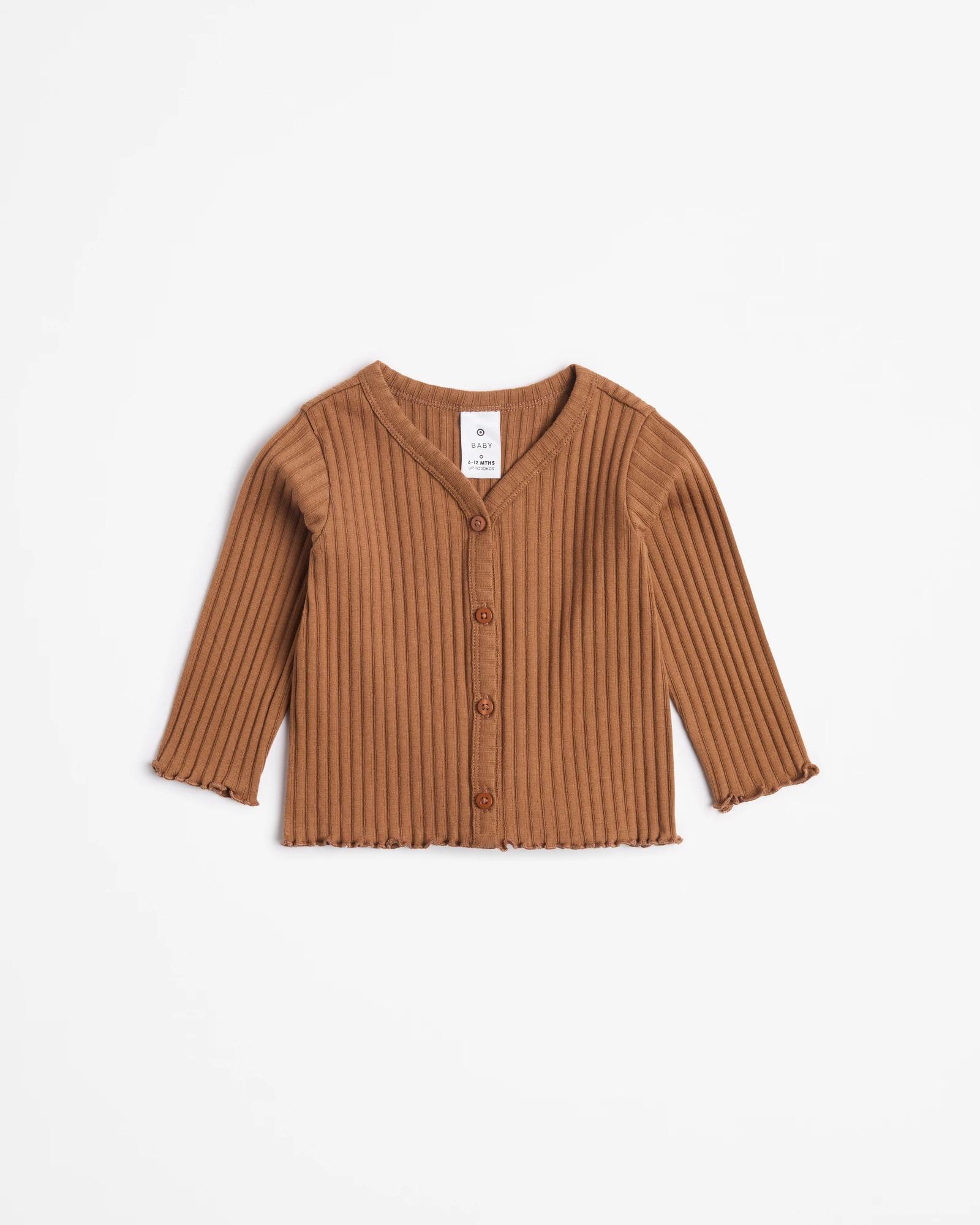 1 Target Baby Lightweight Rib Cardi BROWN, 1 of 3