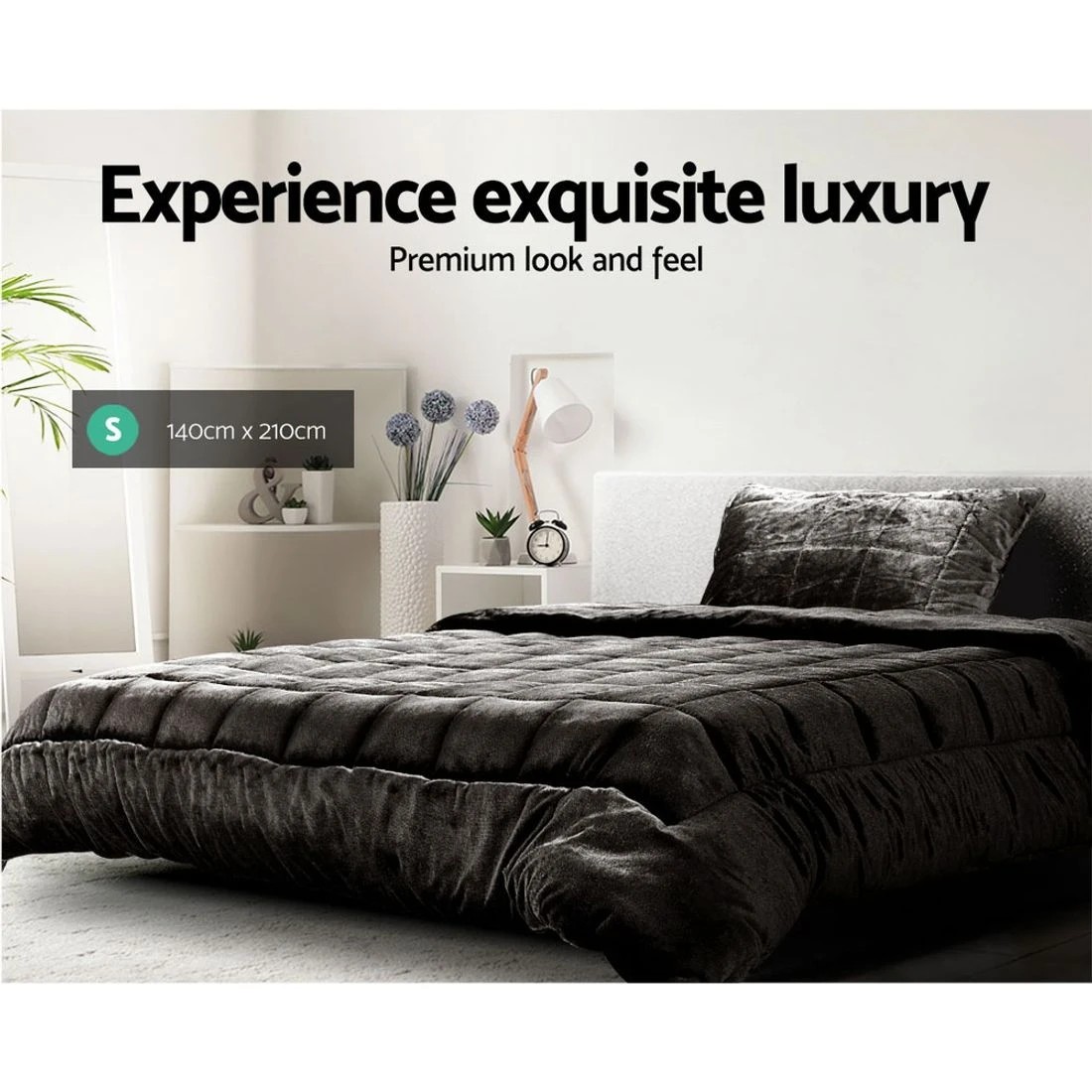 5 Giselle Bedding Faux Mink Quilt Charcoal Single - Single Bed - Charcoal, 5 of 8